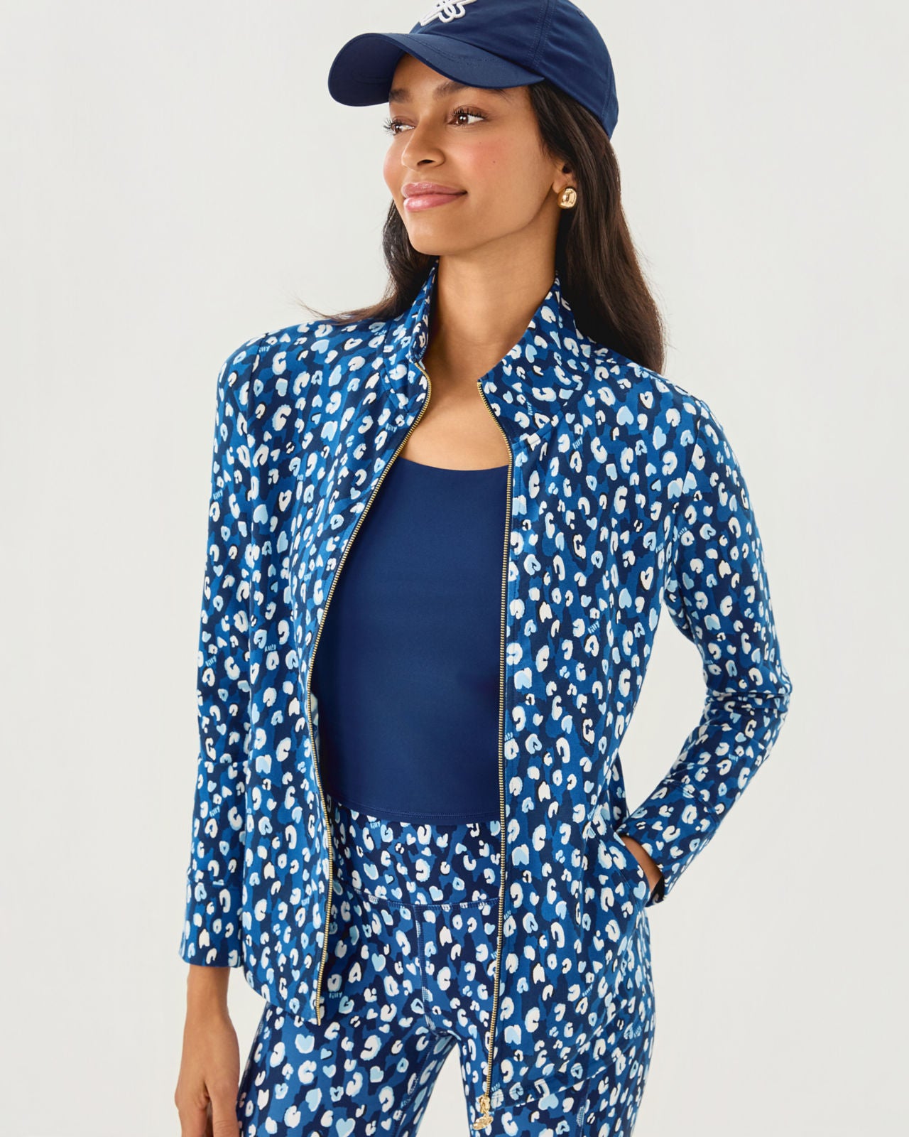 Leona UPF 50+ Zip-Up In Starlight Navy Youre An Animal