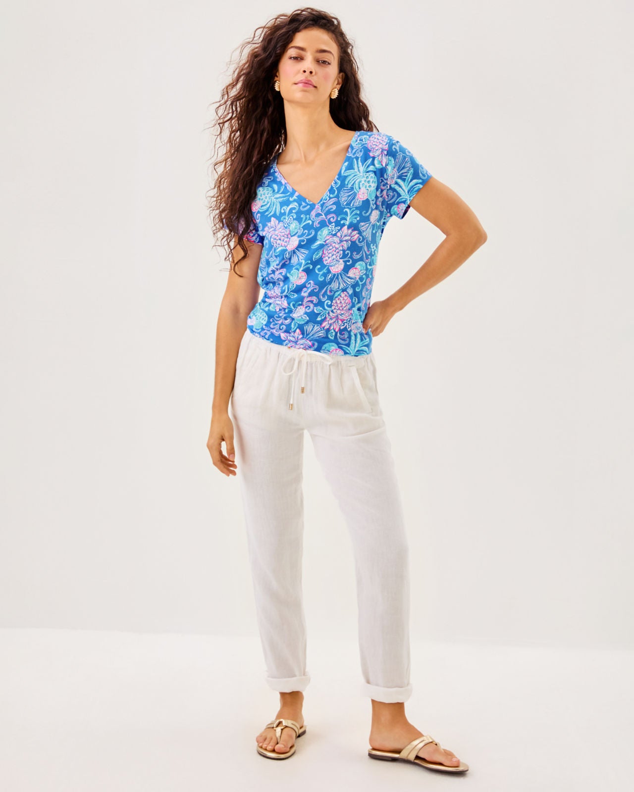 Meredith Tee In Sunwashed Blue Citrus Crush