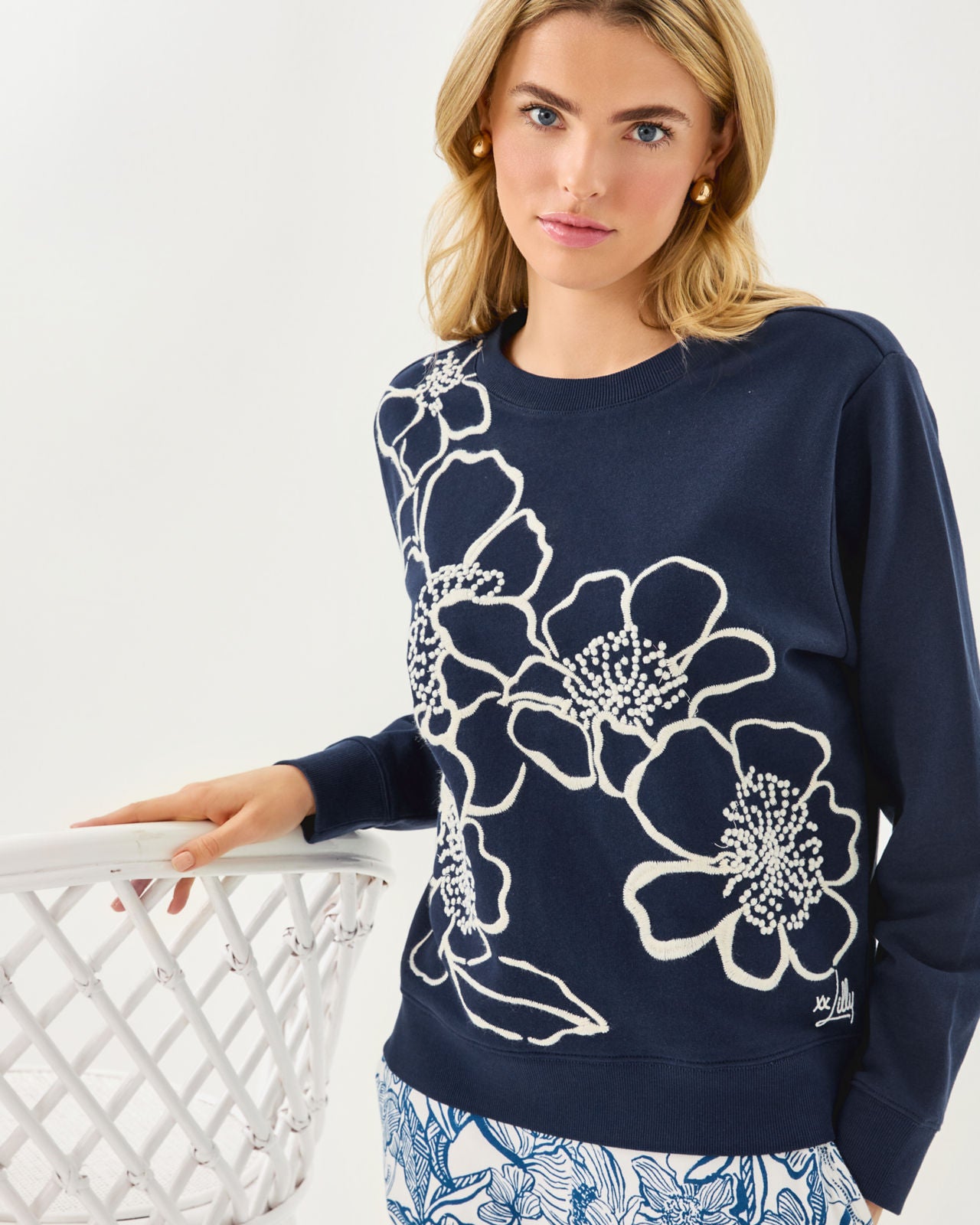 Ballad Long Sleeve Sweatshirt In Low Tide Navy Go Big