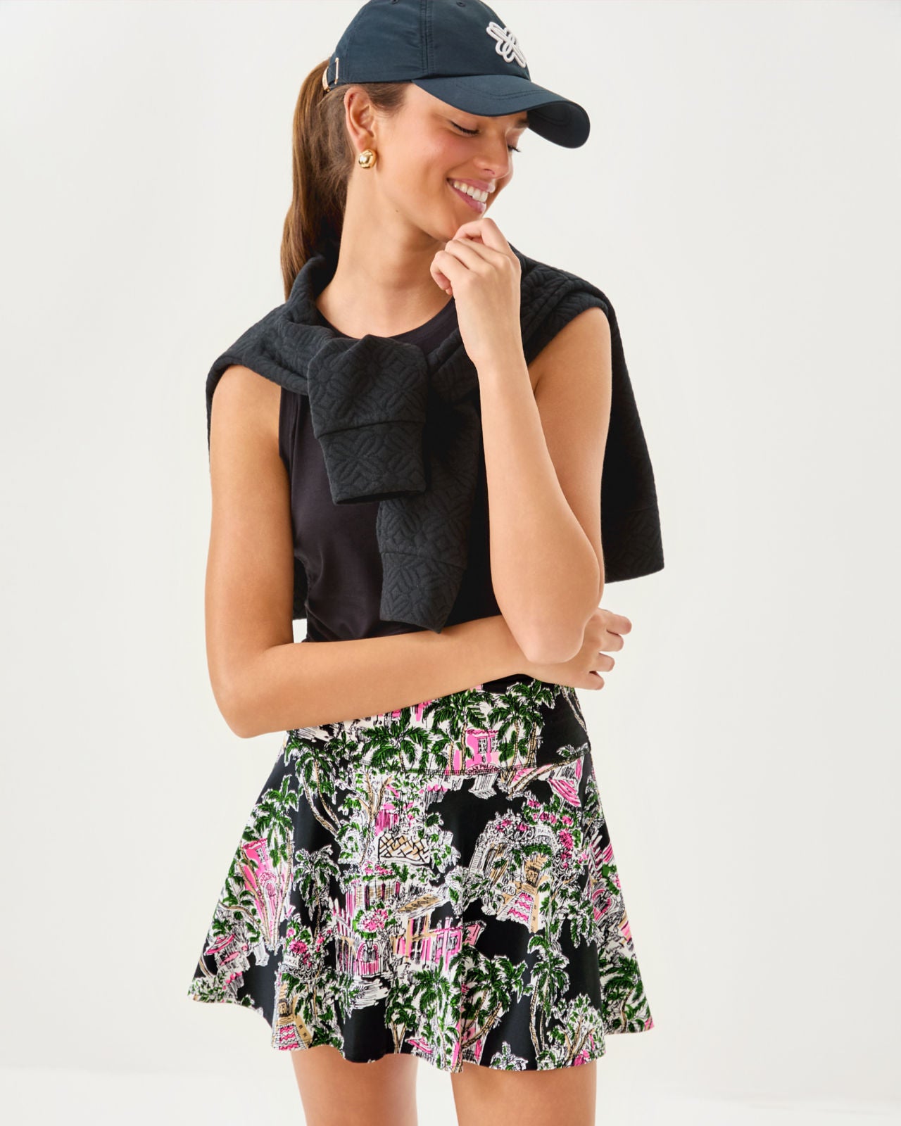 Barcelona High Rise Skort In Onyx PB Anniversary Toile