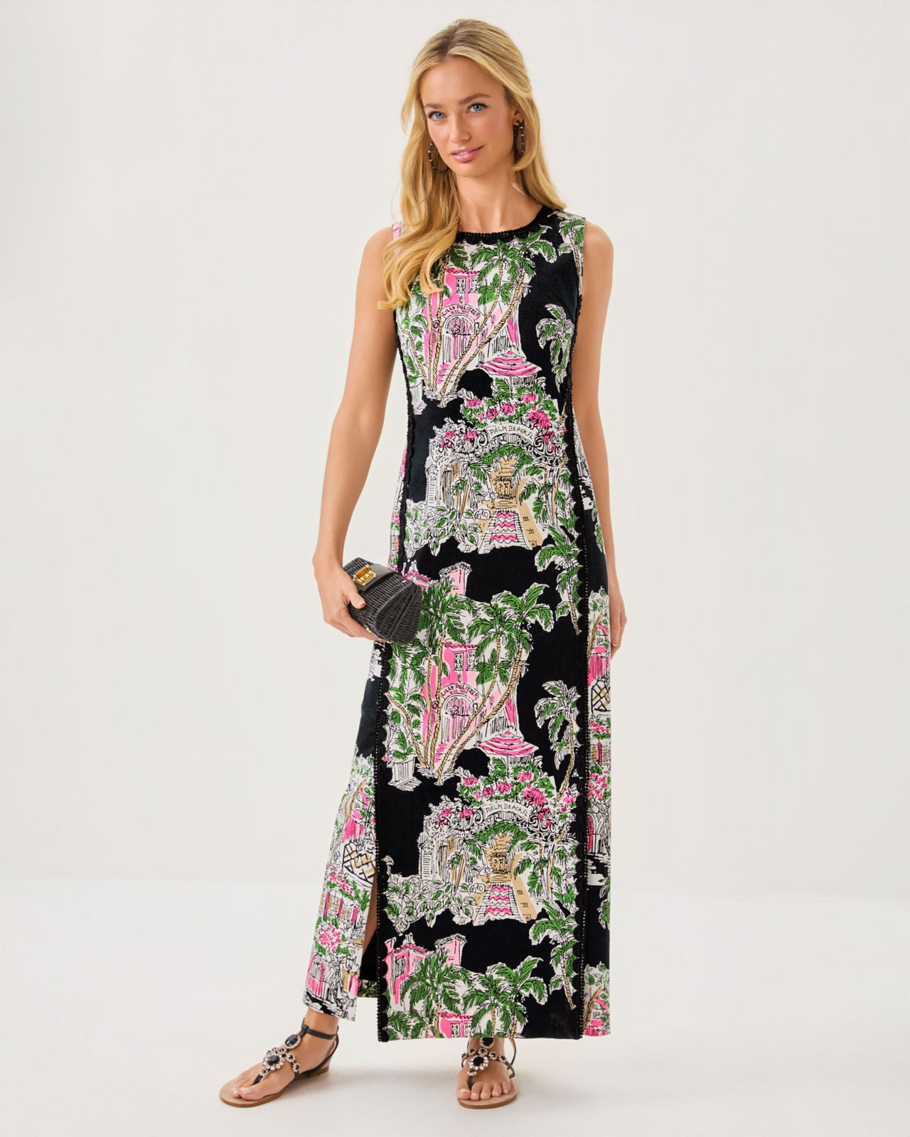 Darlene Stretch Maxi Shift In Onyx PB Anniversary Toile