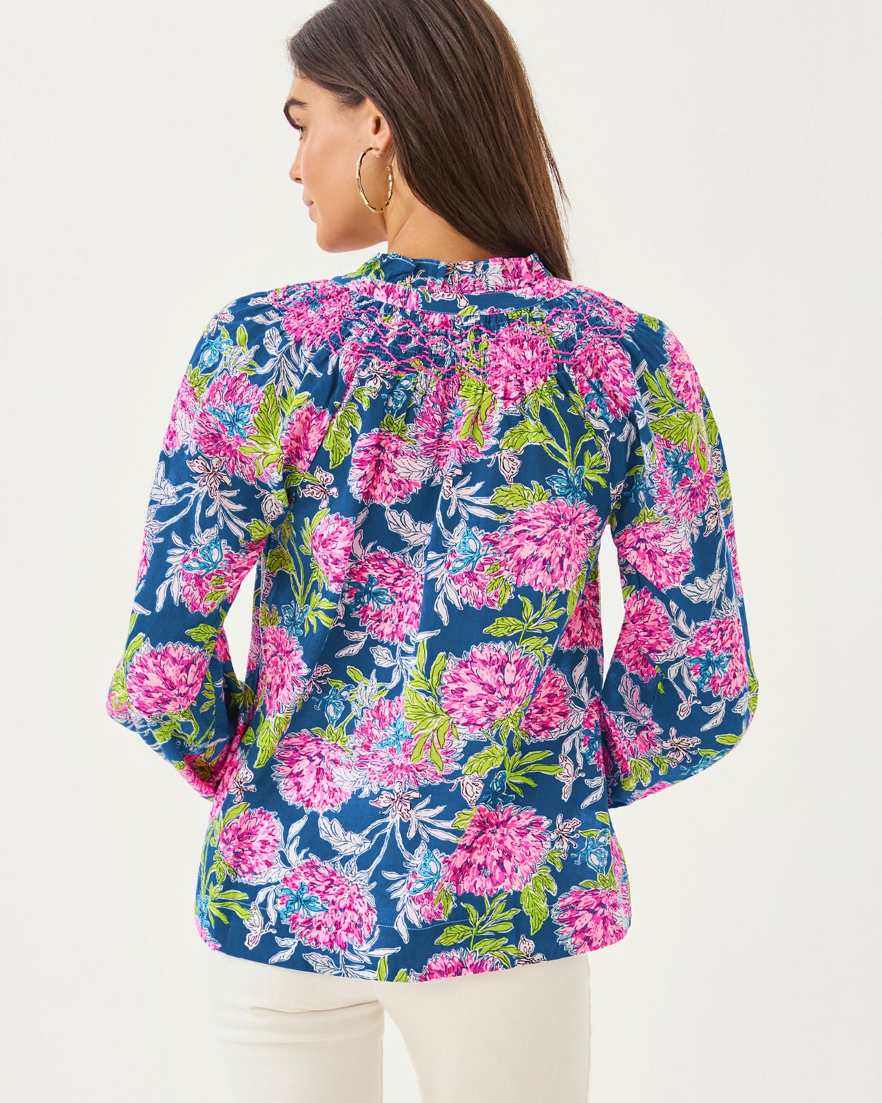 Lourdes Long Sleeve Top In Multi Dahlia Licious