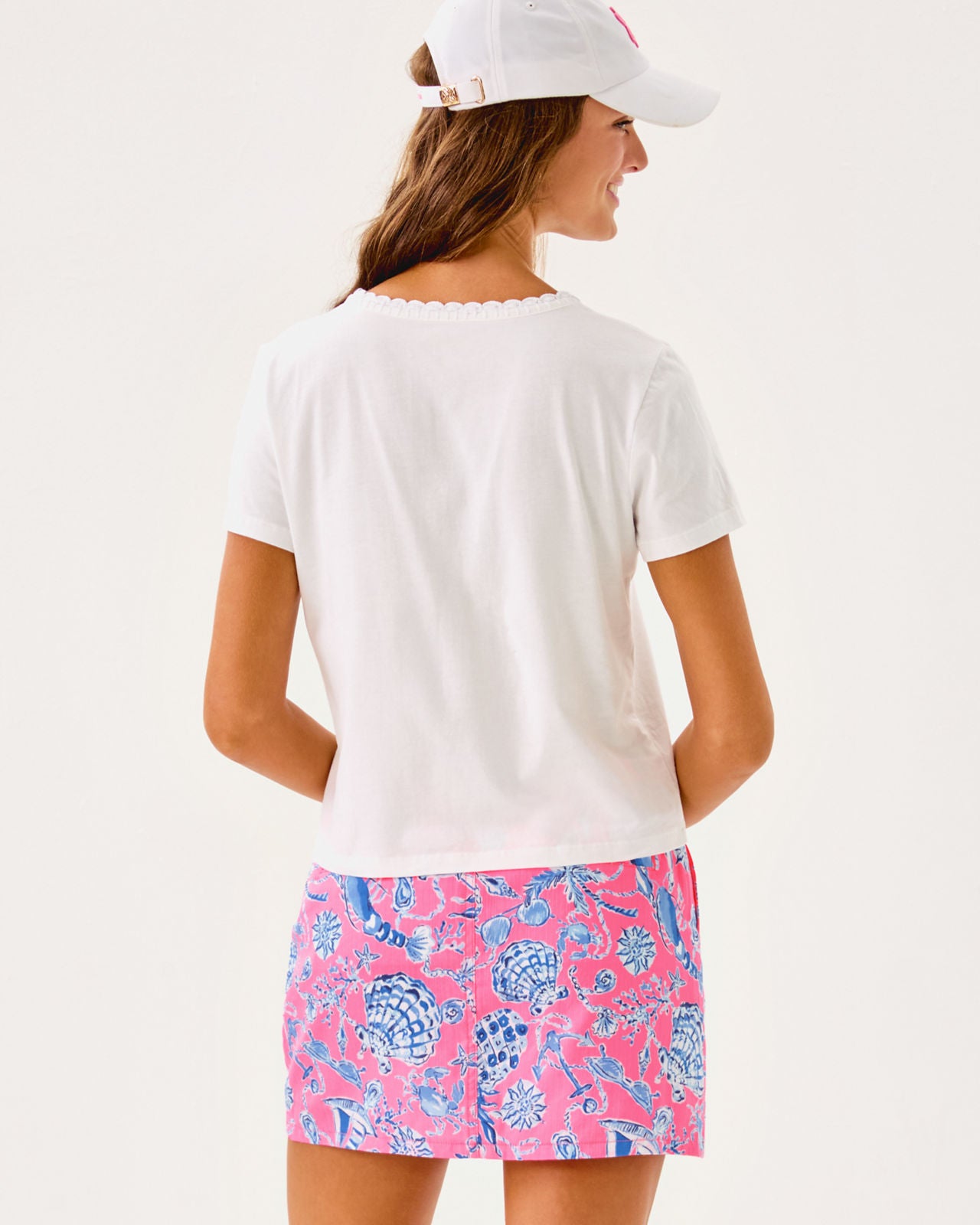 Clairmont Crochet Trimmed Tee In Resort White
