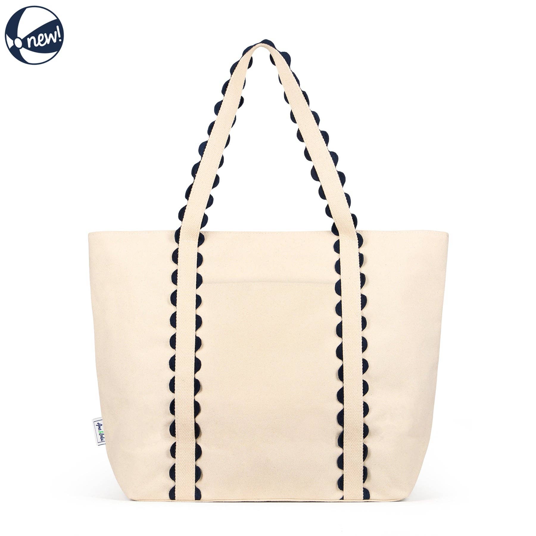 Nantucket Beach Tote in Natural Navy