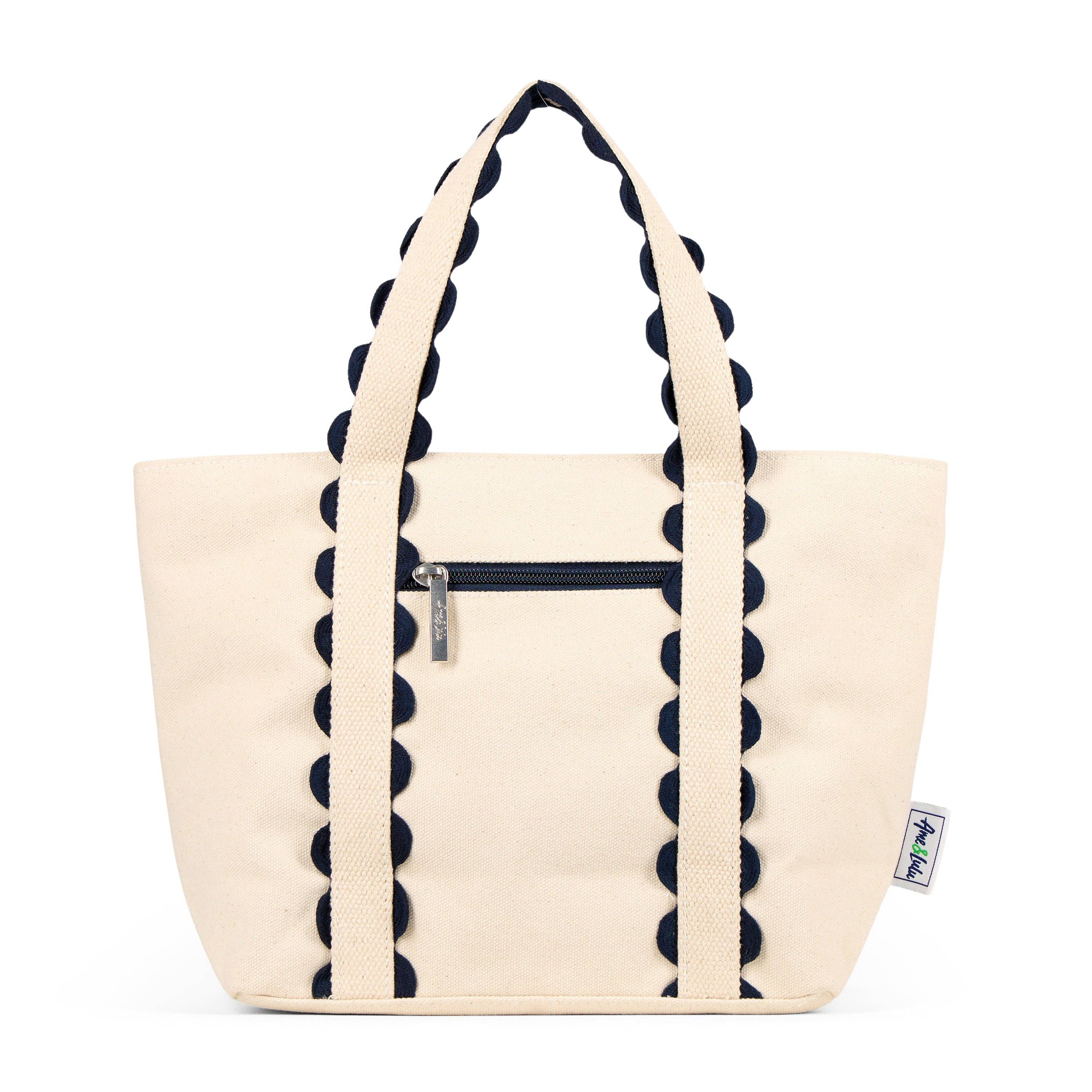 Mini Nantucket Tote in Natural Navy