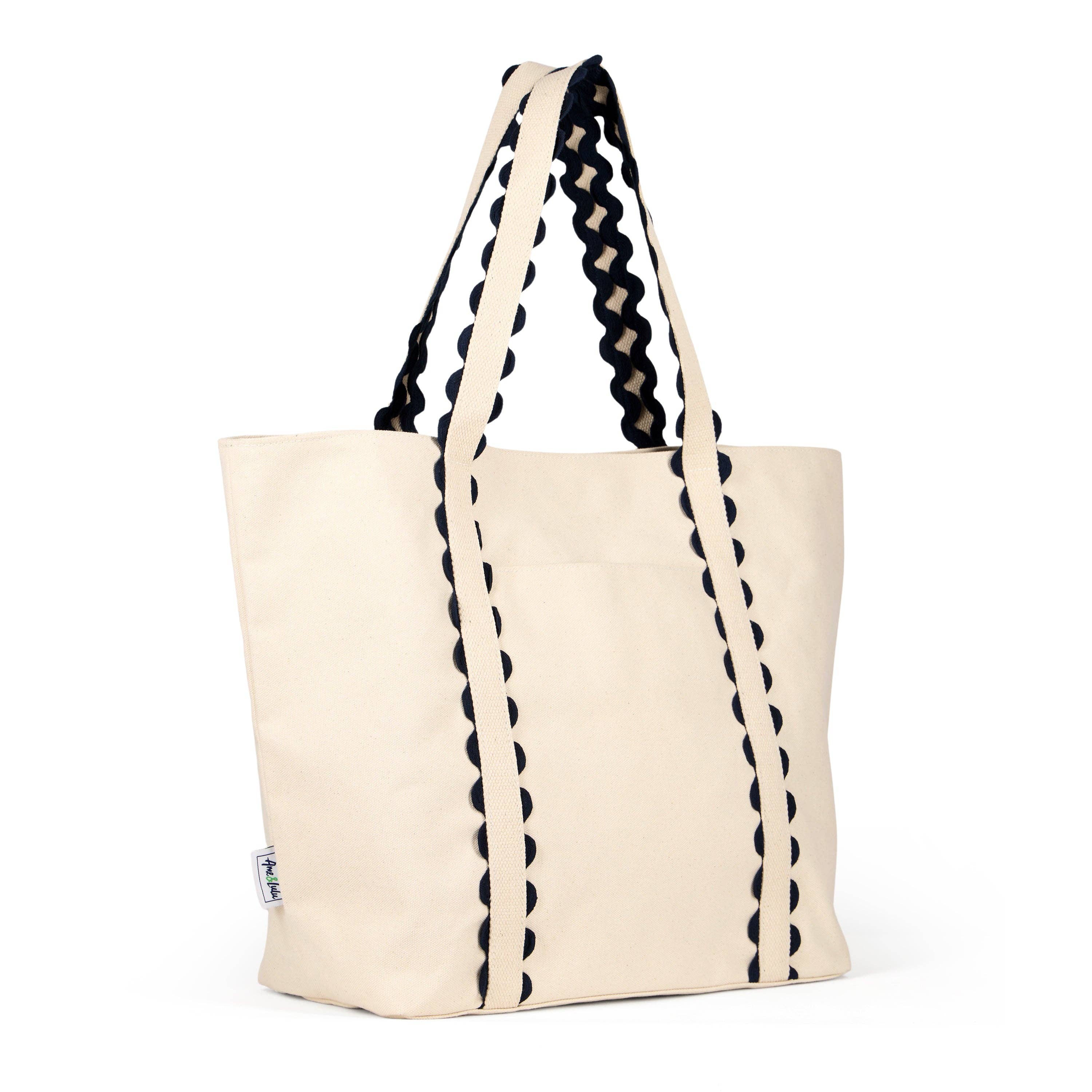 Nantucket Beach Tote in Natural Navy