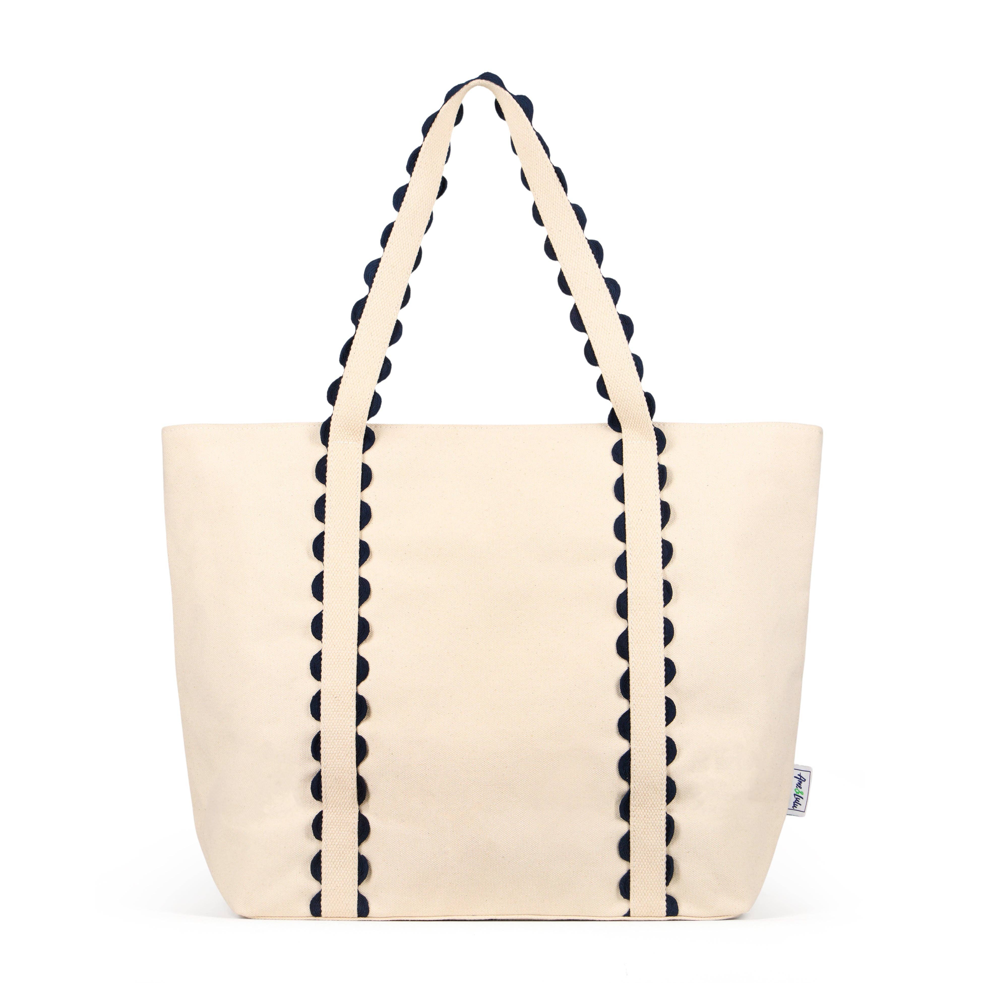Nantucket Beach Tote in Natural Navy