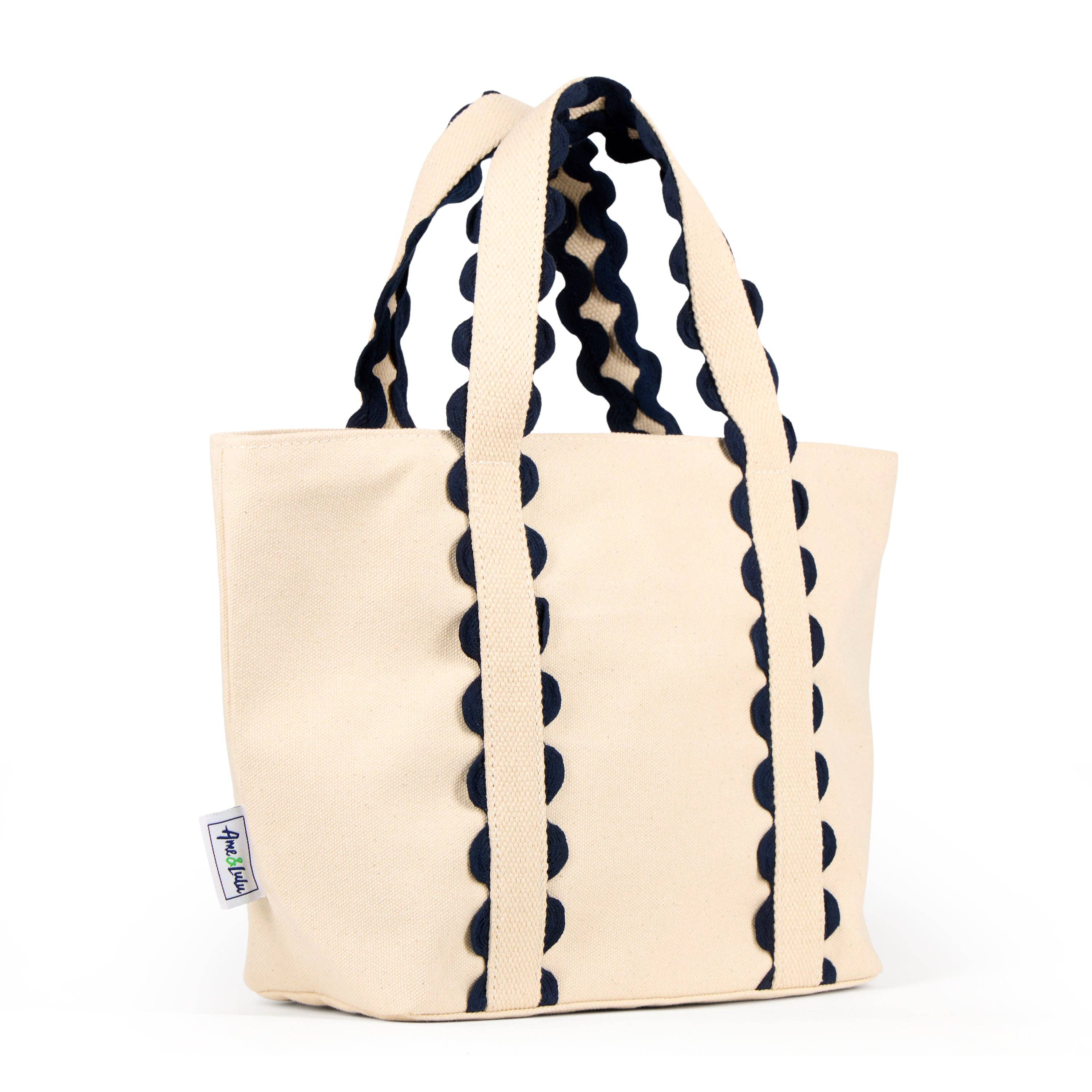 Mini Nantucket Tote in Natural Navy