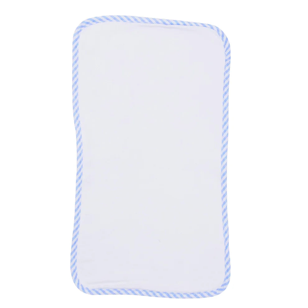 Monogram Burp Cloth- Blue Seersucker Trim