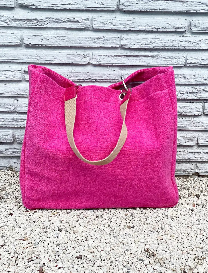 Solid Terry Plastic Lined Tote