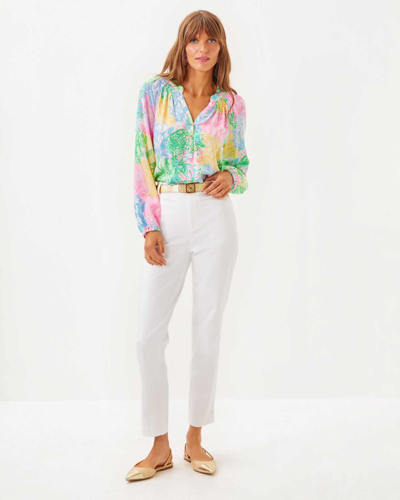 Elsa Top in Multi Bright Delight Patch