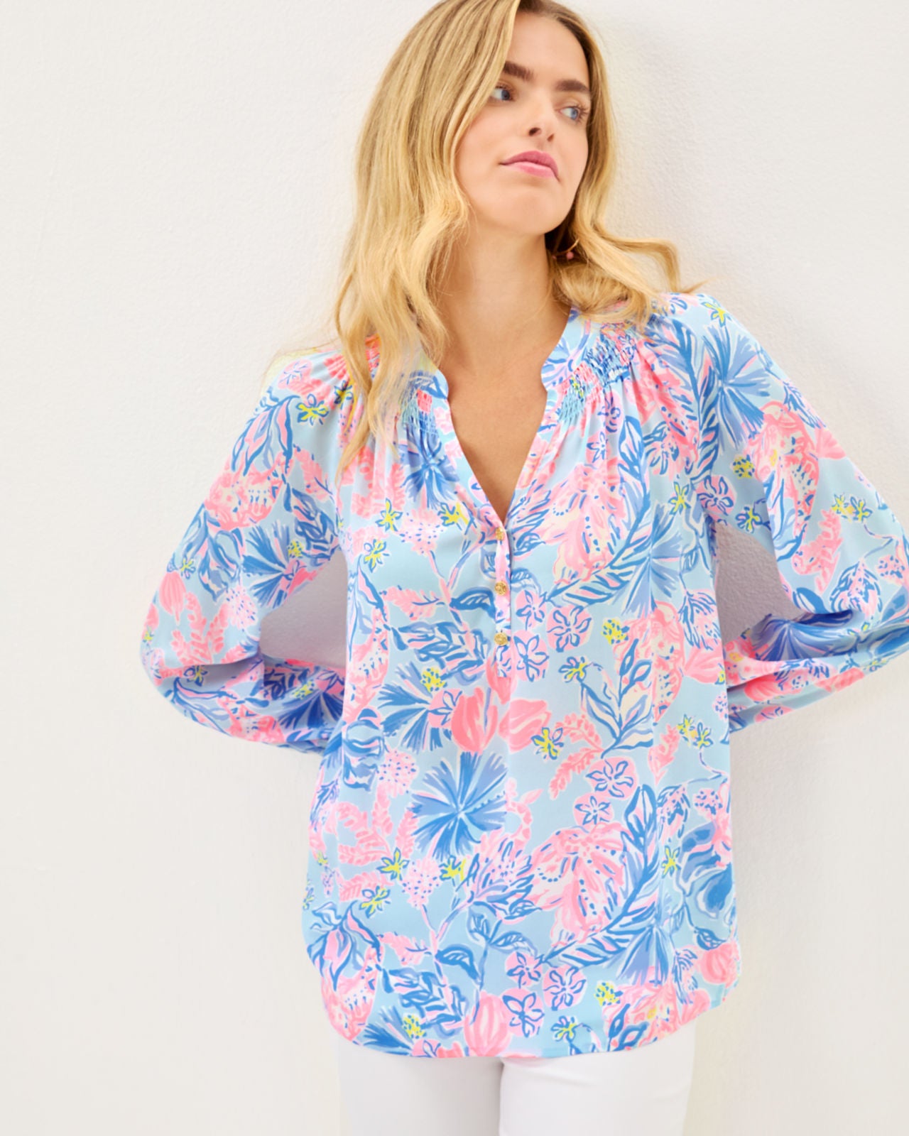 Elsa Top In Multi Elephant Splash