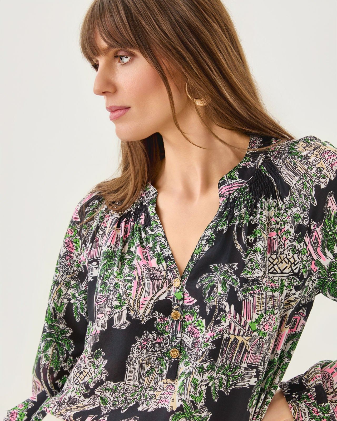 Elsa Top In Onyx PB Anniversary Toile