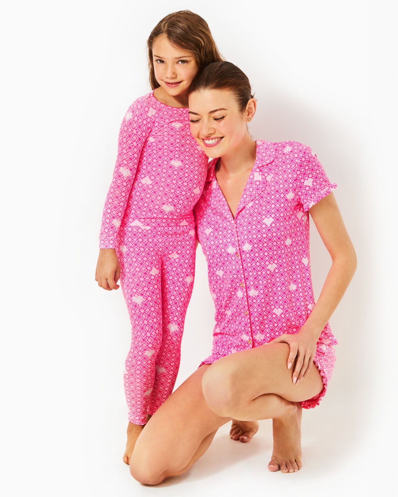 Sammy Pajama Set In Passion Fruit Pink Fluttering Hearts