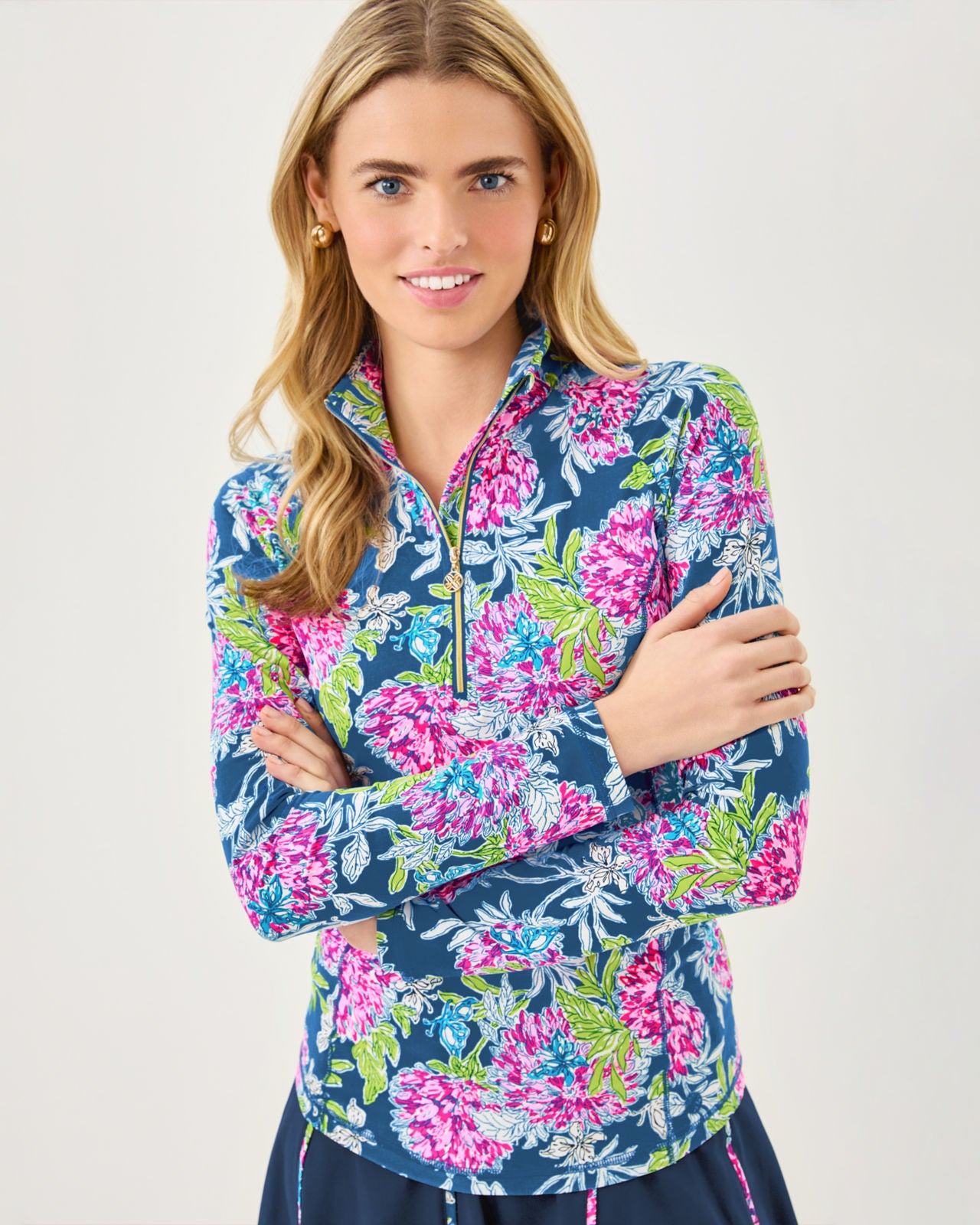Justine Half Zip UPF 50+ In Multi Dahlia Licious