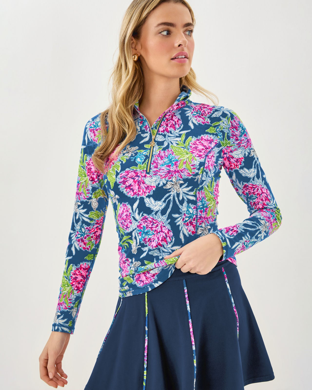 Justine Half Zip UPF 50+ In Multi Dahlia Licious