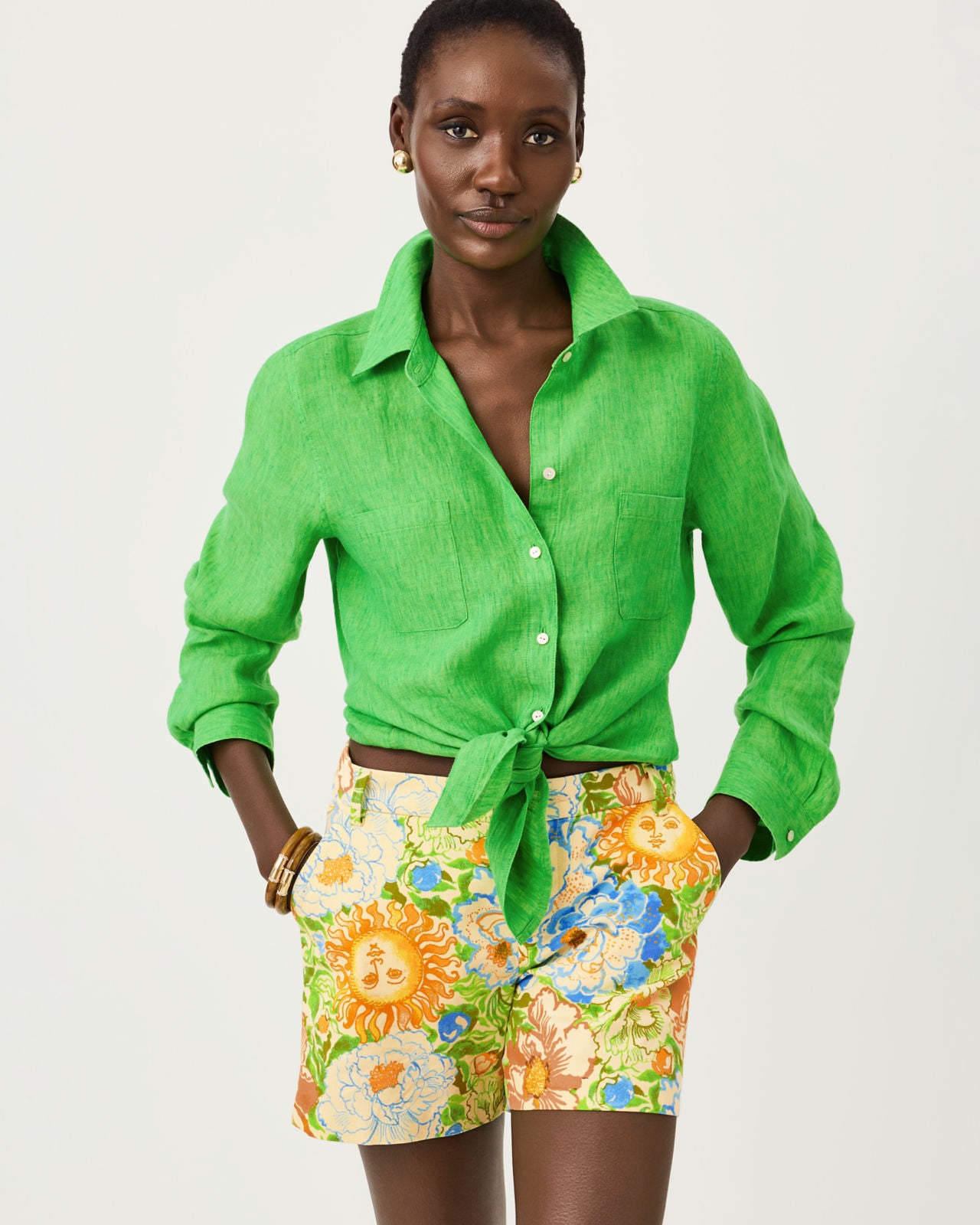 Sea View Button Down In Ivy Green X Chateau Green