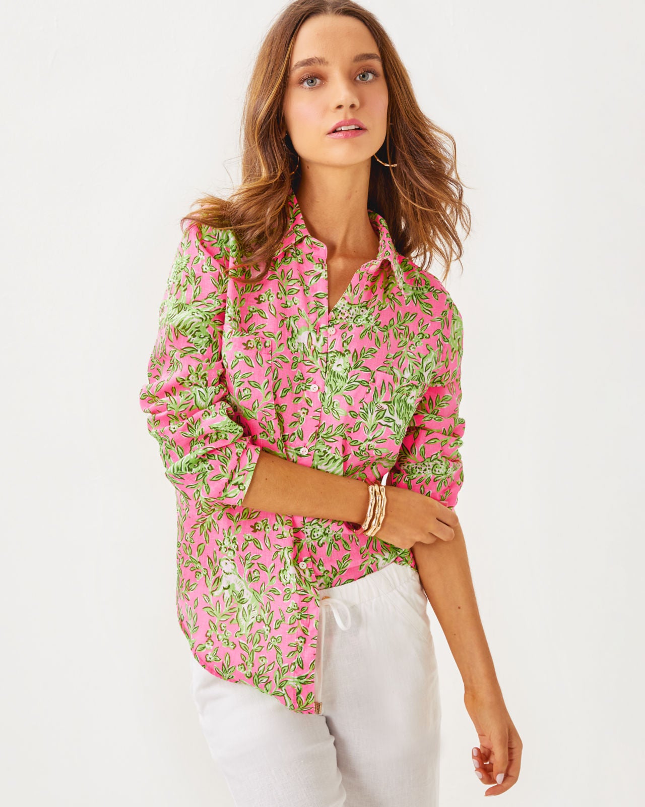 Sea View Button Down in Rousseau Pink Mane Character Energy