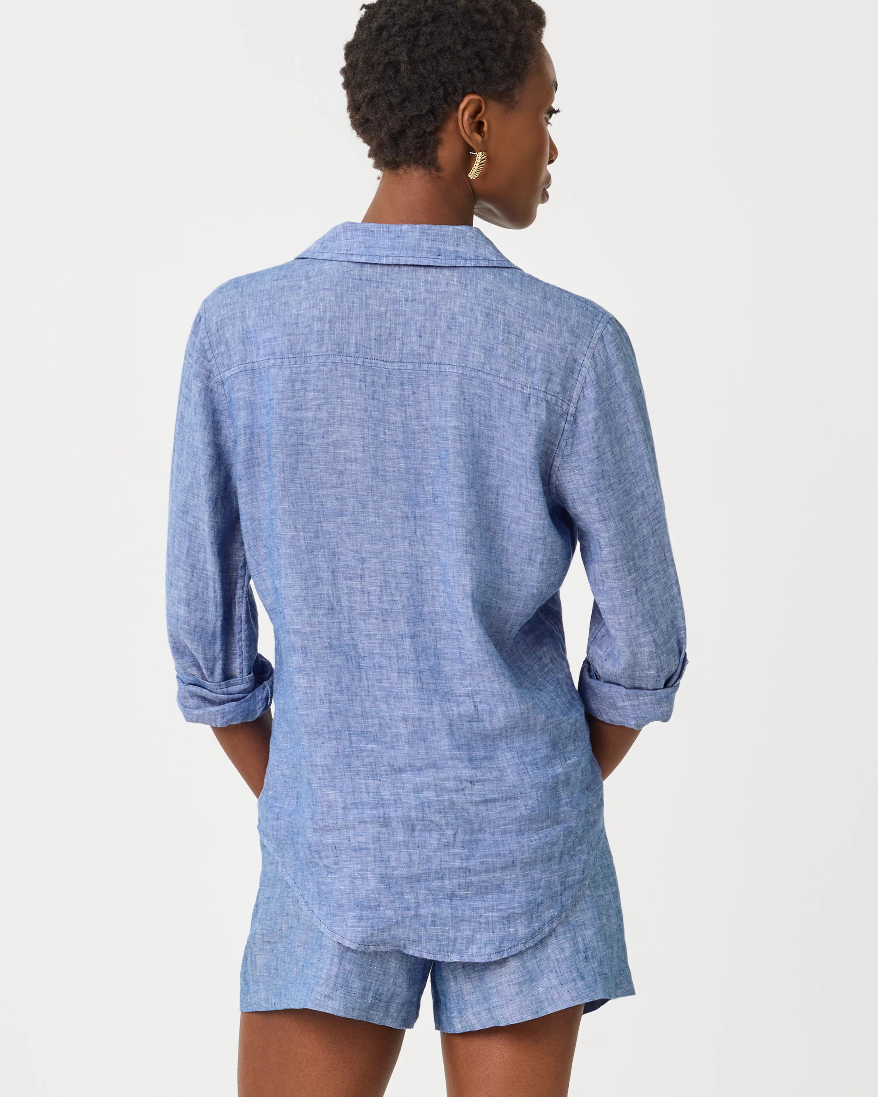 Sea View Button Down In Starlight Navy X Resort White