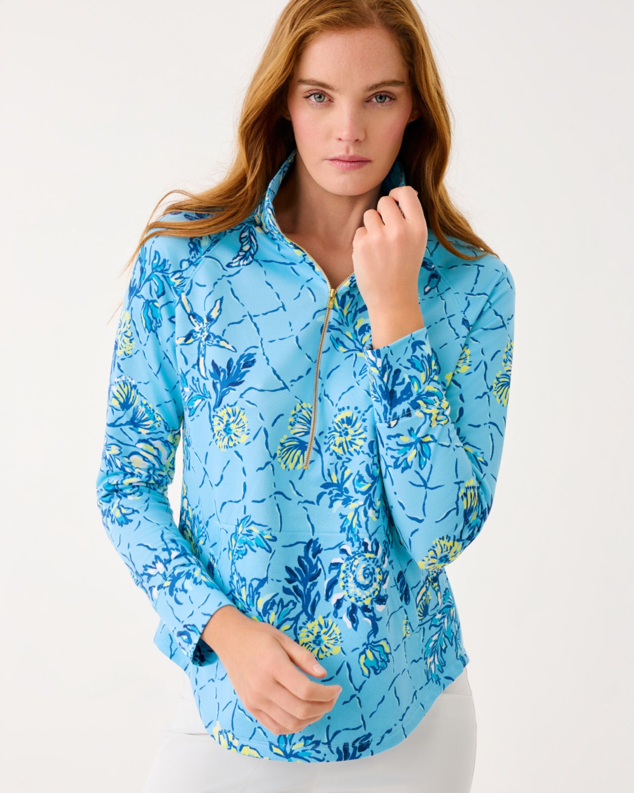 UPF 50+ Skipper Popover In Bellevue Blue Breakers Beach