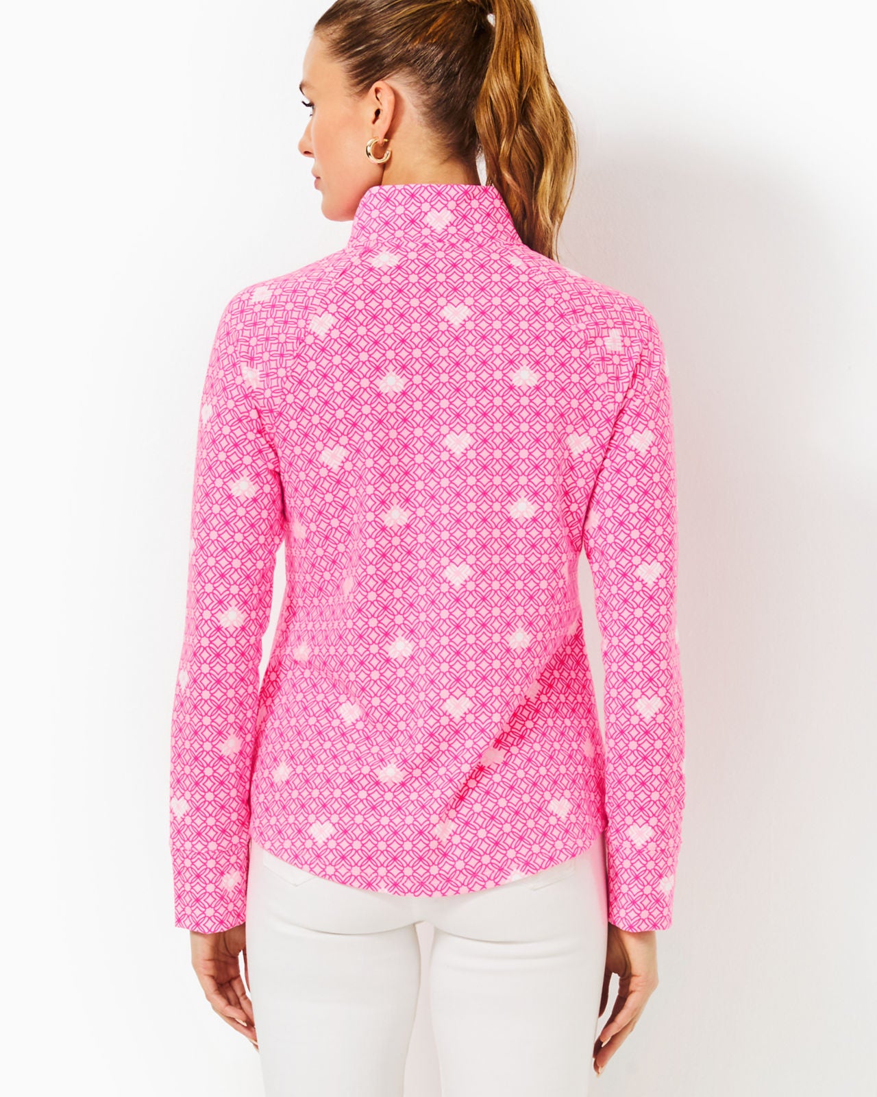 Upf 50+ Skipper Popover In Passion Fruit Pink Fluttering Hearts