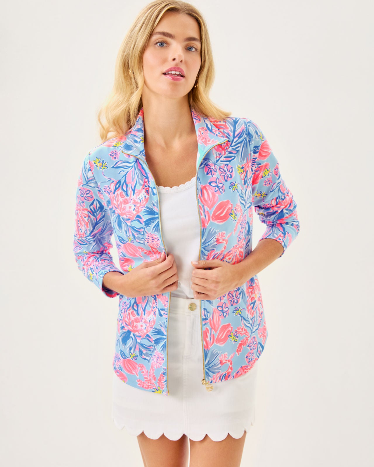 Leona UPF 50+ Zip-Up In Multi Elephant Splash