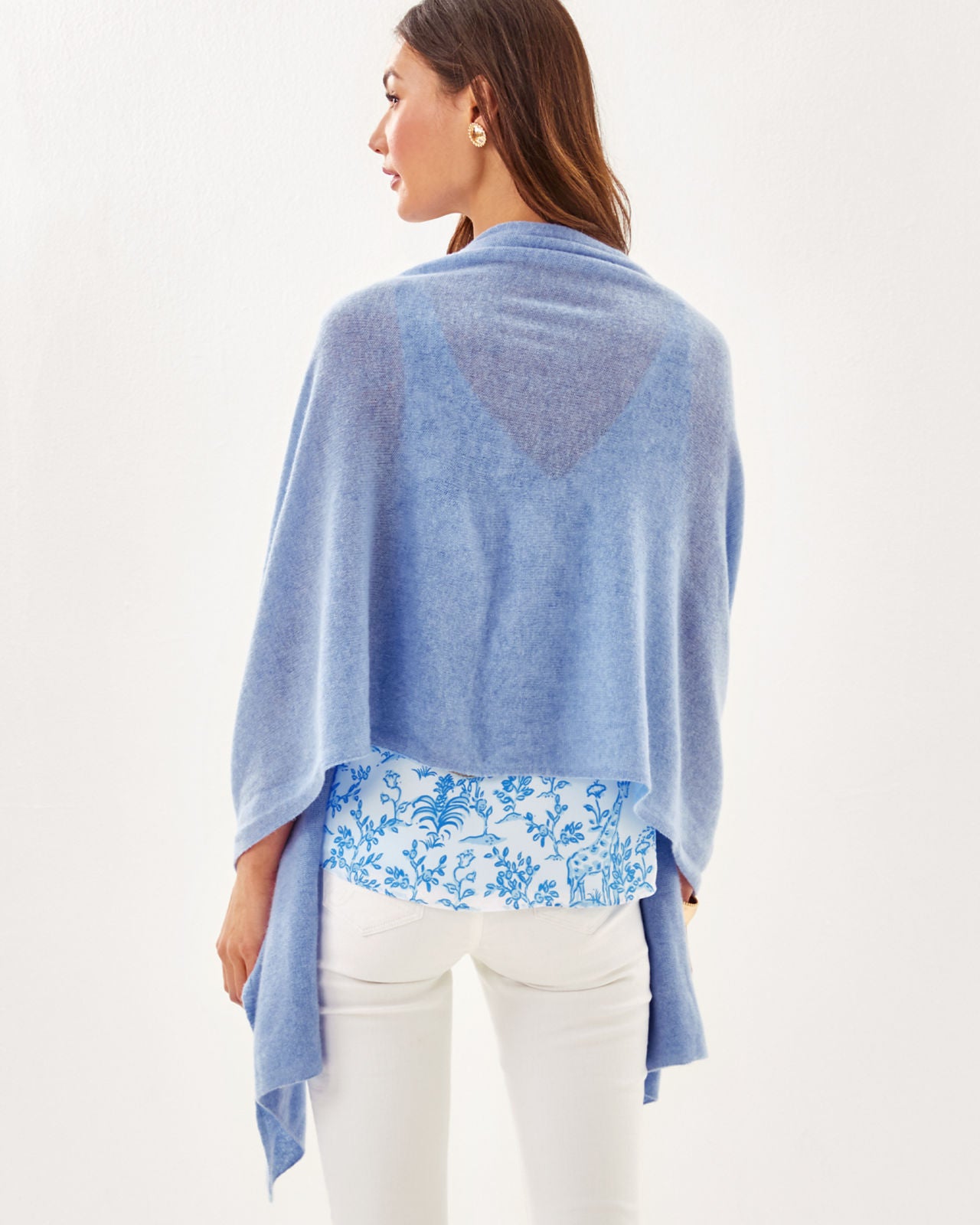 Lanelle Cashmere Wrap in Heathered Jacaranda Blue