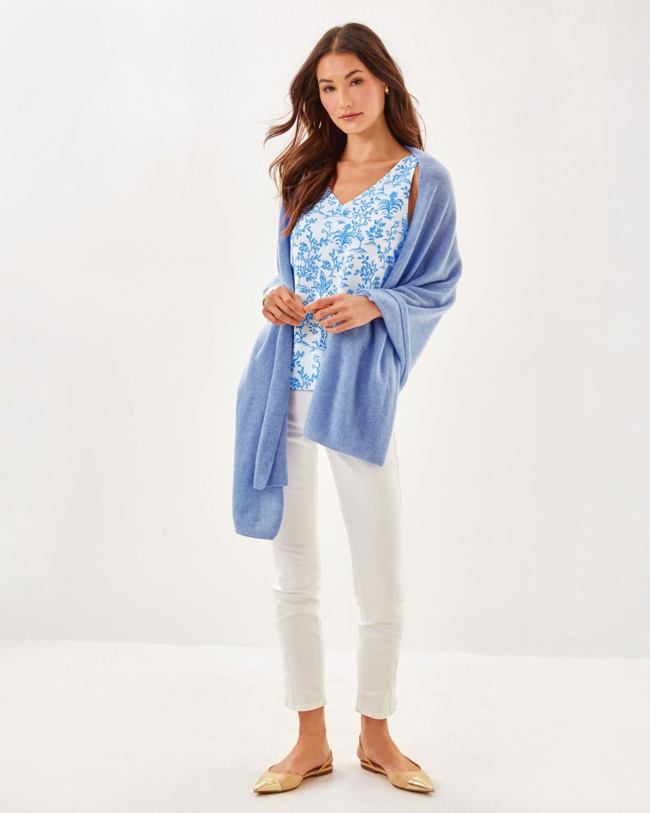 Lanelle Cashmere Wrap in Heathered Jacaranda Blue