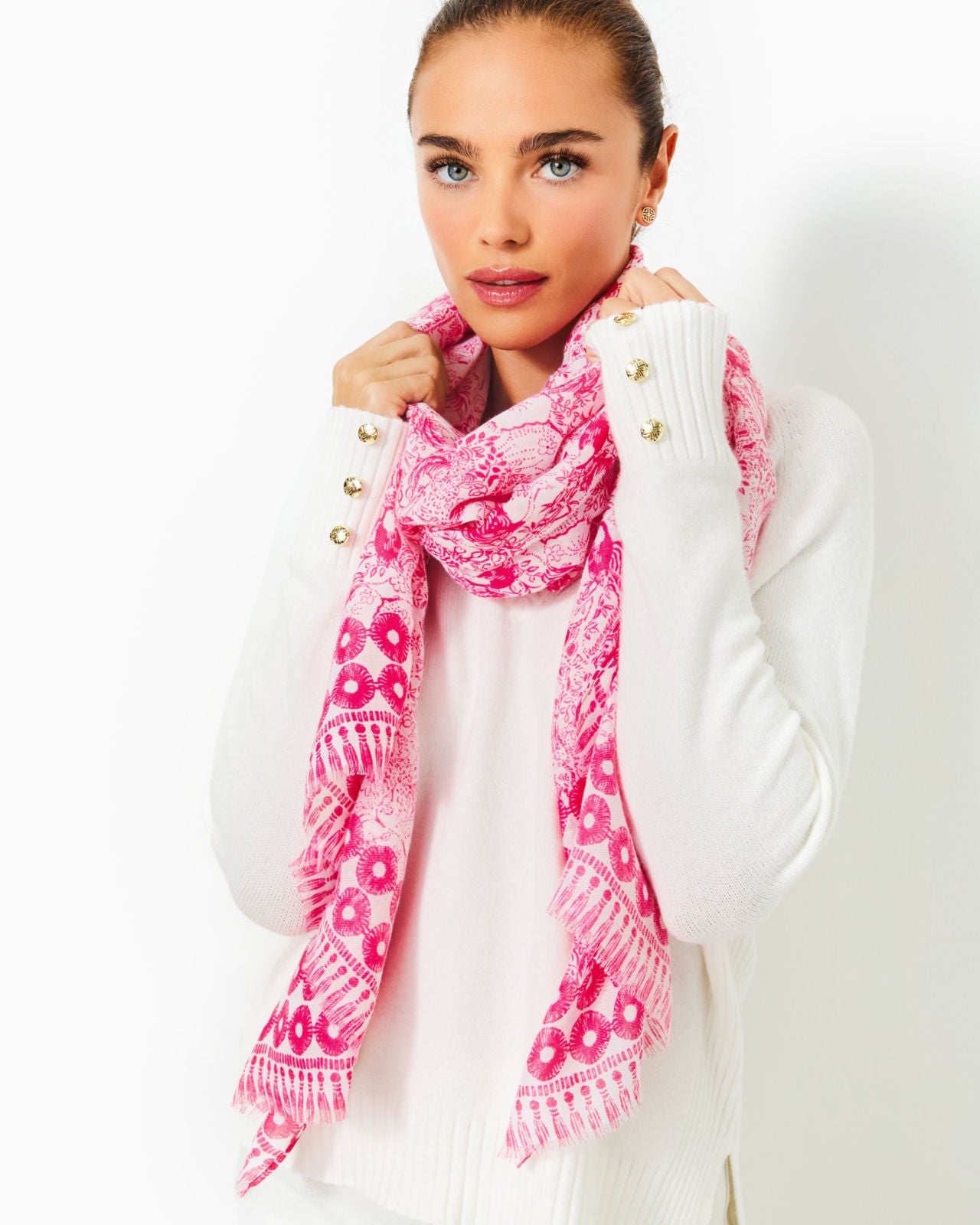 Resort Scarf In Raspberry Rouge Animal Magnetism