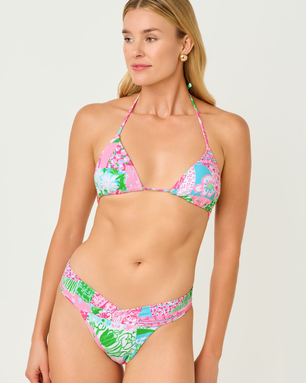 Trey Bikini Bottom In Multi Crazy Quilt