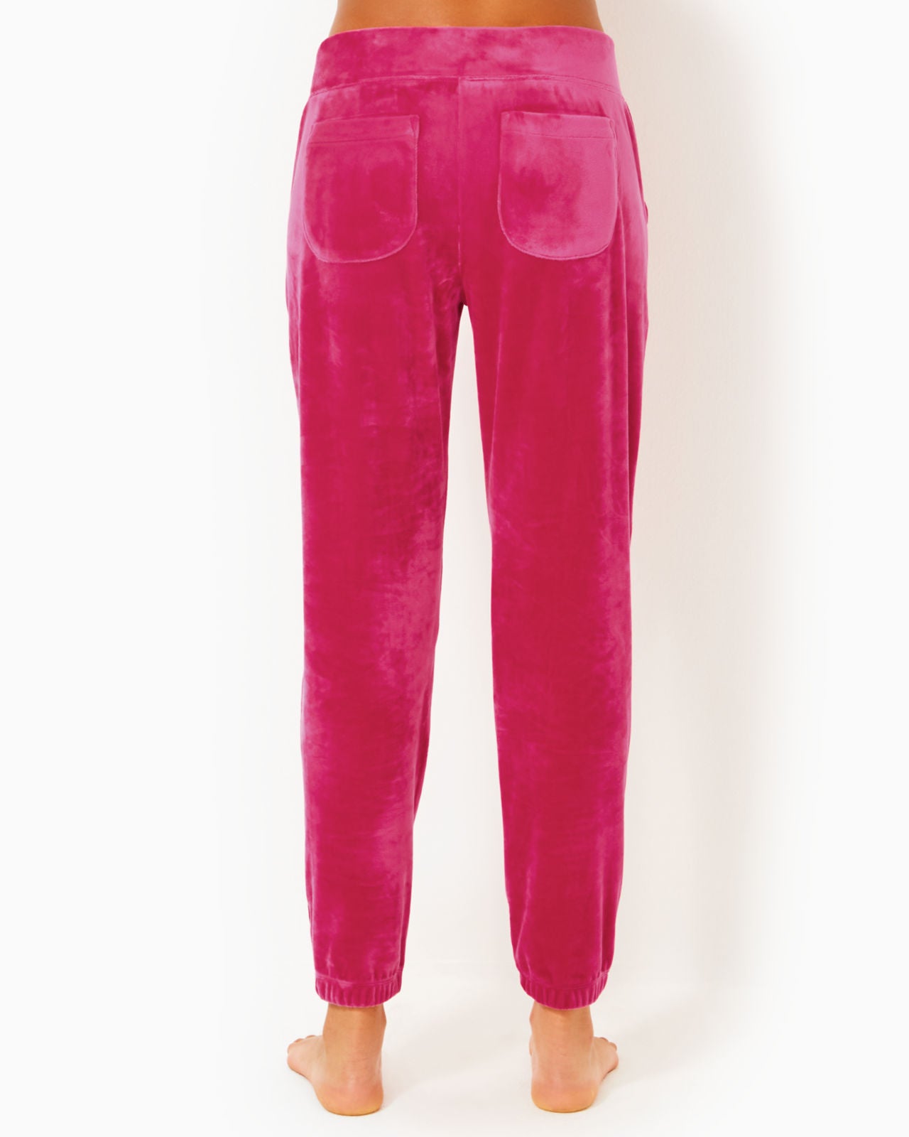 Mallie Velour Pant In Raspberry Rouge