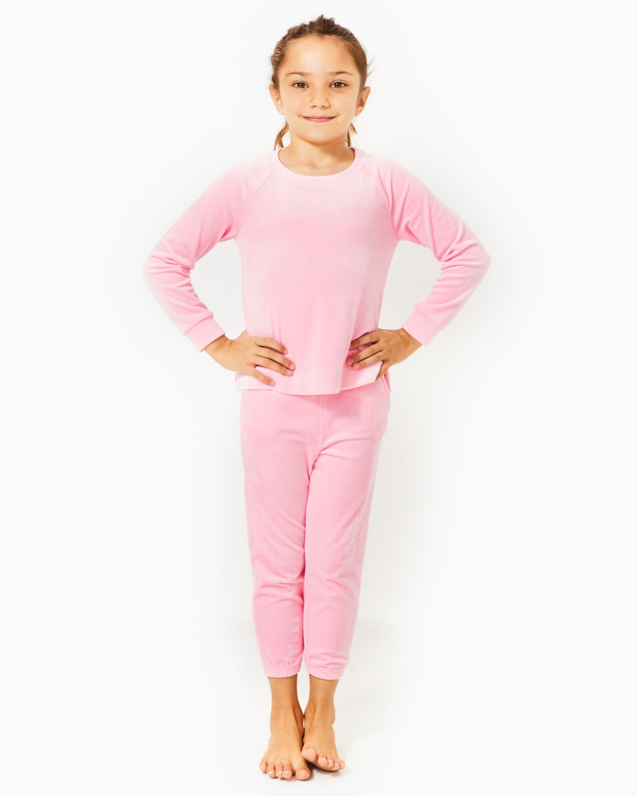 Mini Mallie Velour Pant In Conch Shell Pink