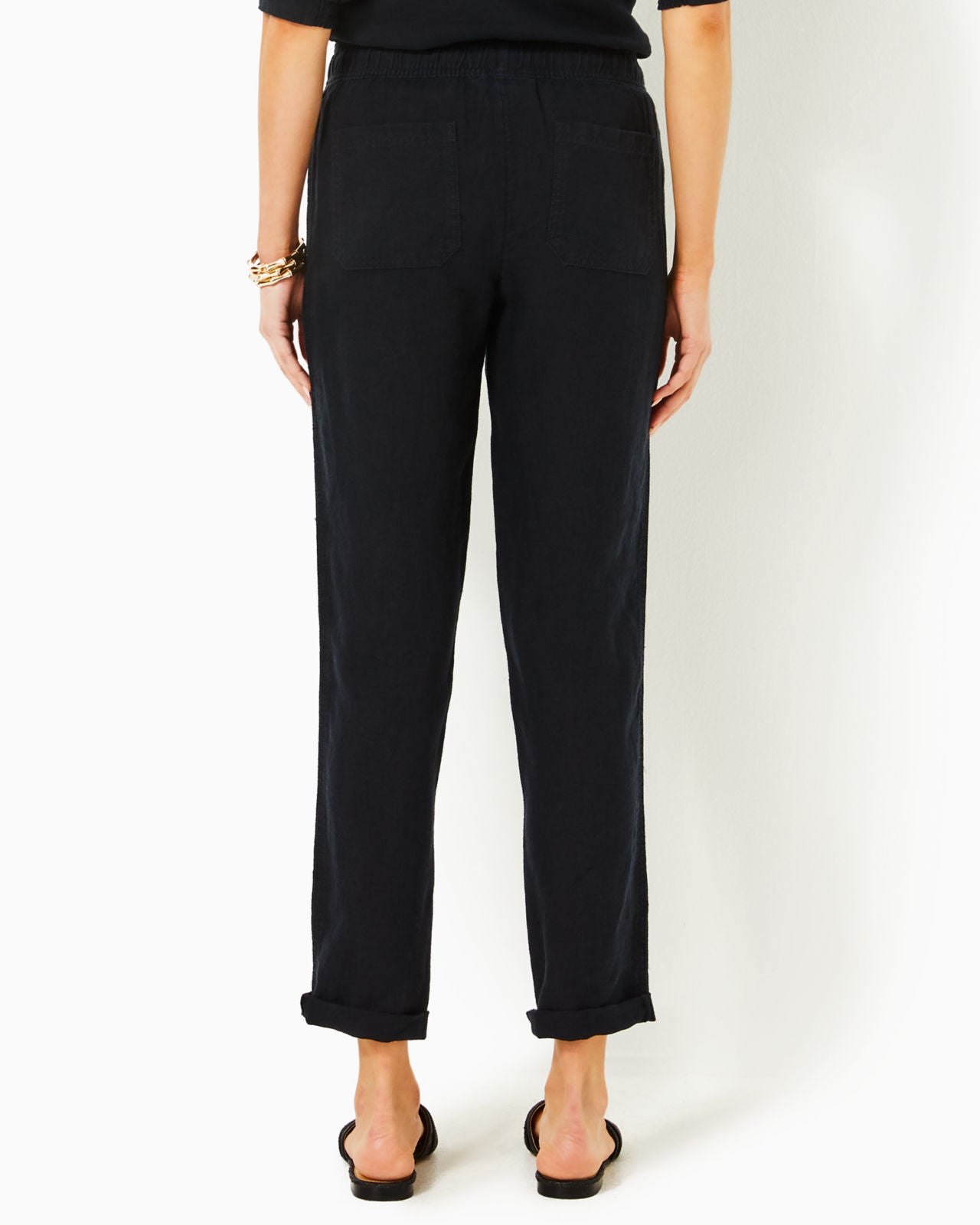 Taron Linen Pant In Noir X Noir