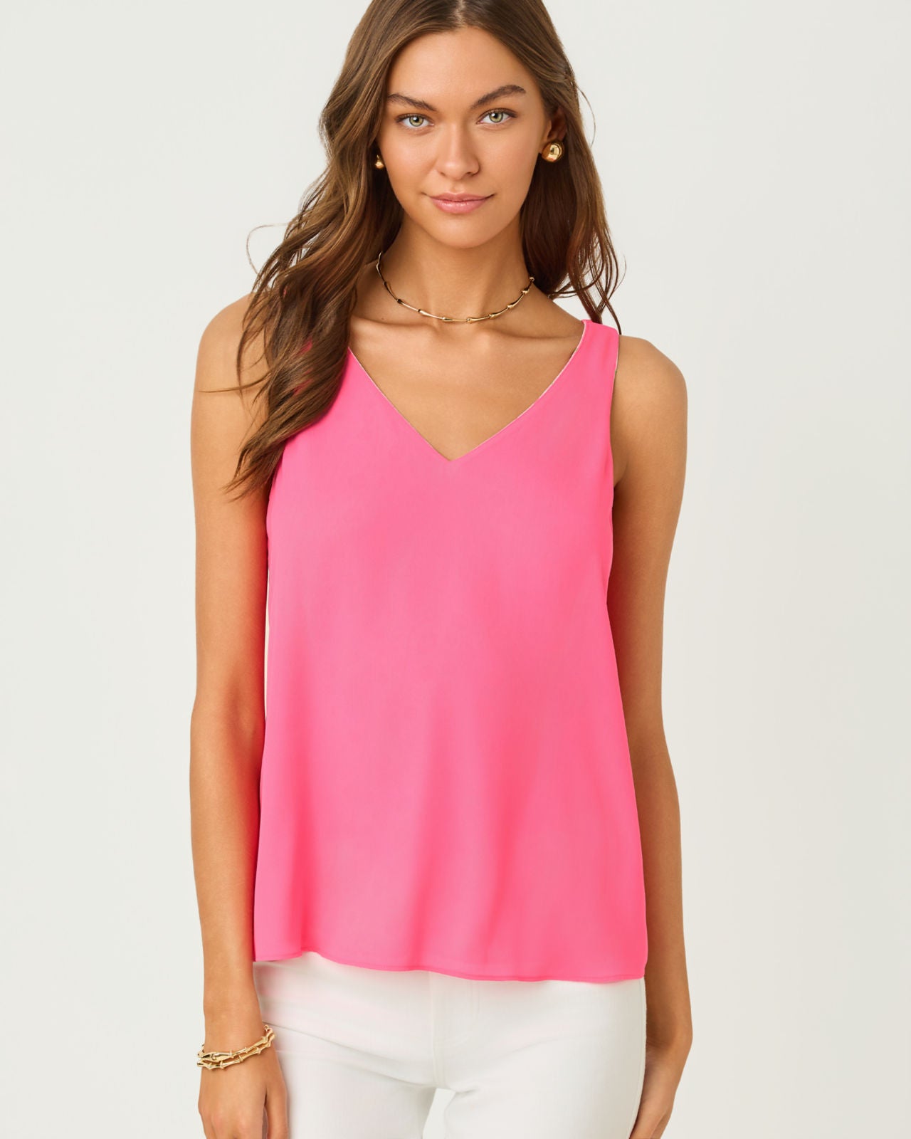 Florin Straight Hem Top In Conch Shell Pink Sunny Daisies