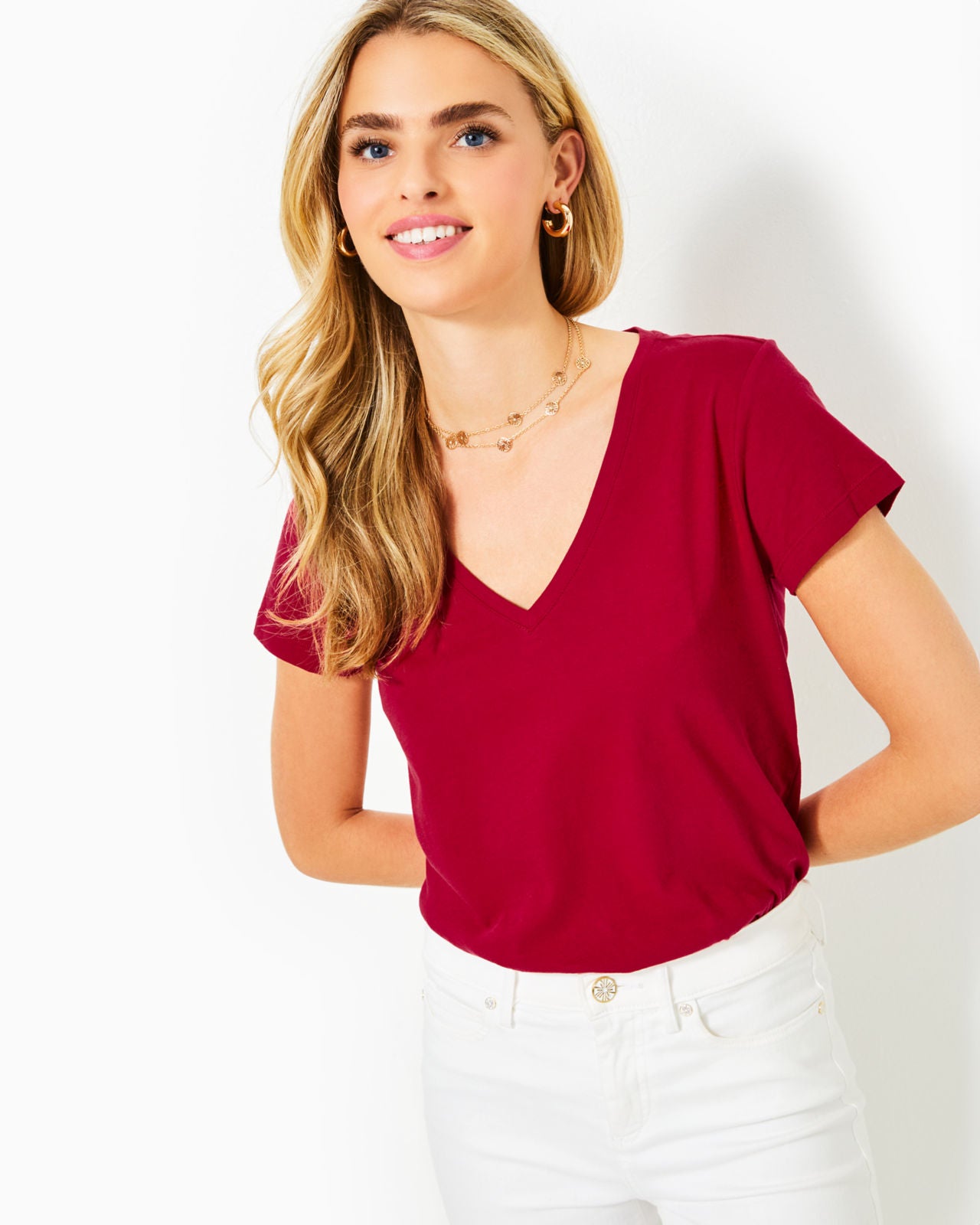 Meredith Tee In Malbec Red