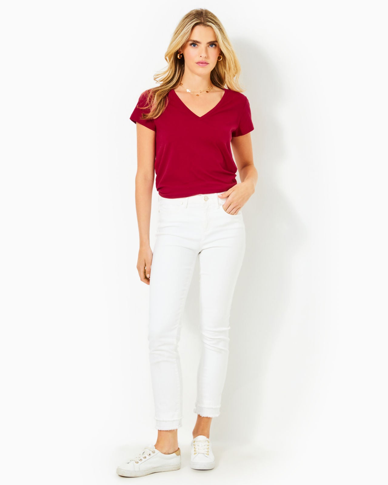 Meredith Tee In Malbec Red