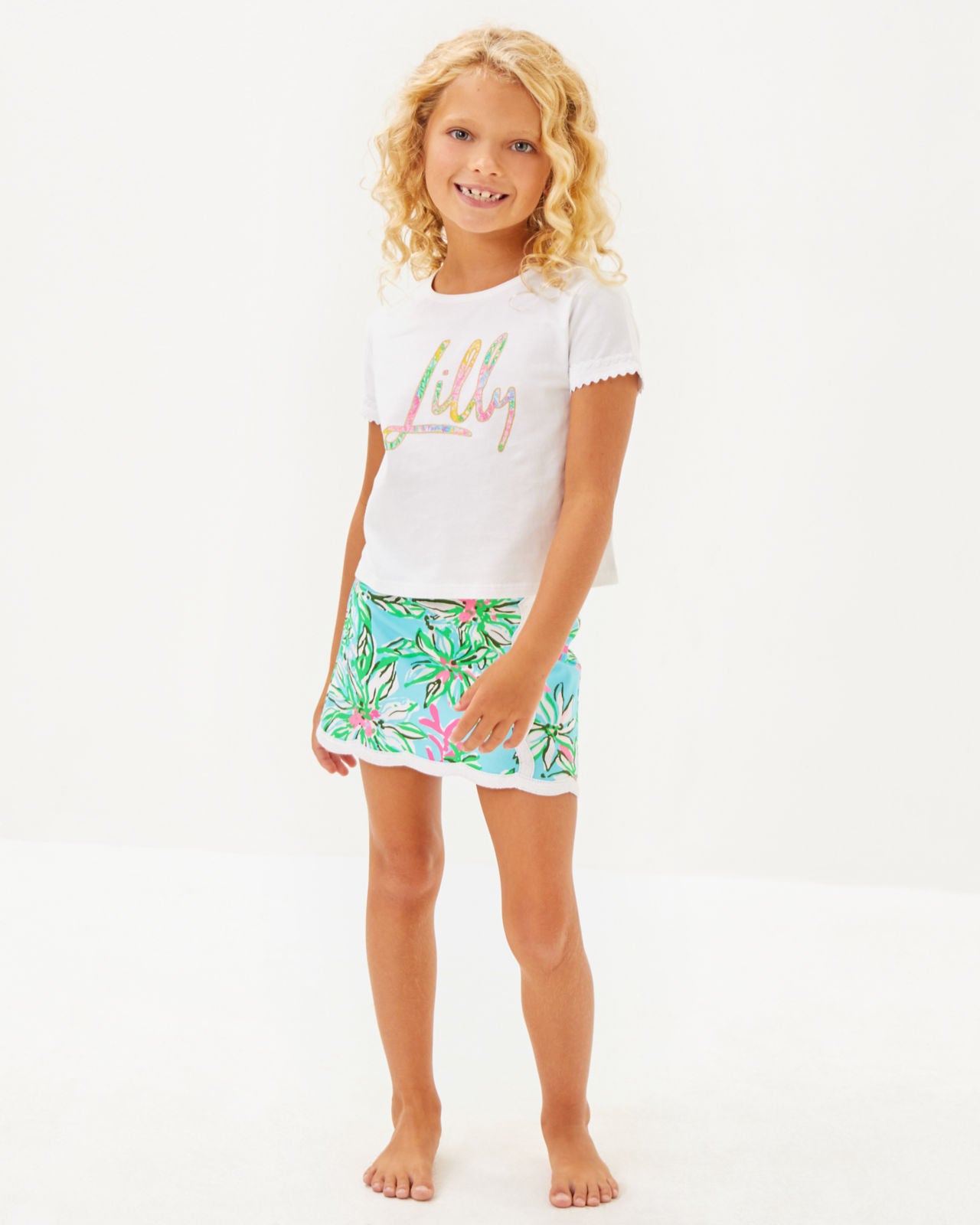 Mini Rally Tee in Multi Bright Delight Patch Lilly Kids Graphic