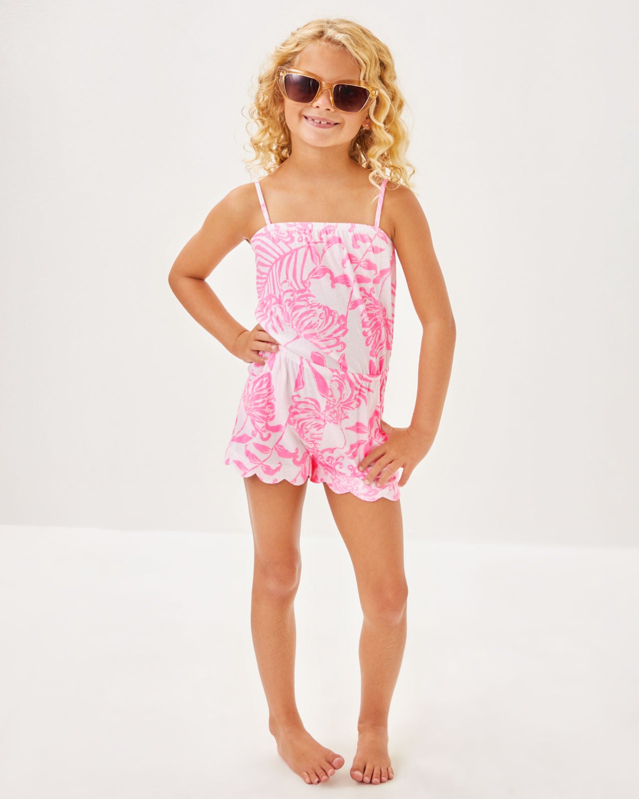 Mini Jace Romper in Rousseau Pink Glisten In The Sun