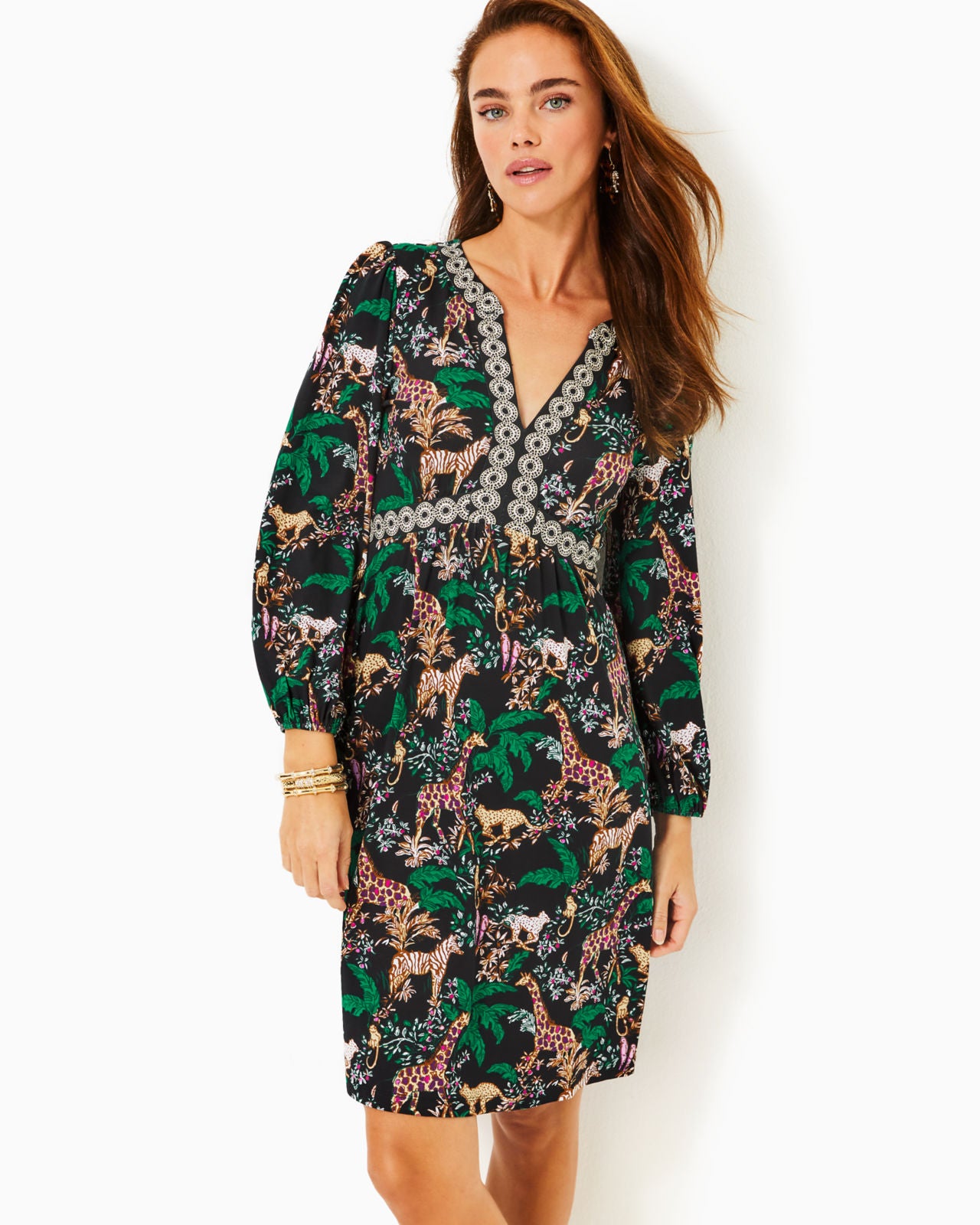 Wexlee 3/4 Sleeve Dress In Multi Dancing In The Moonlight Engineered