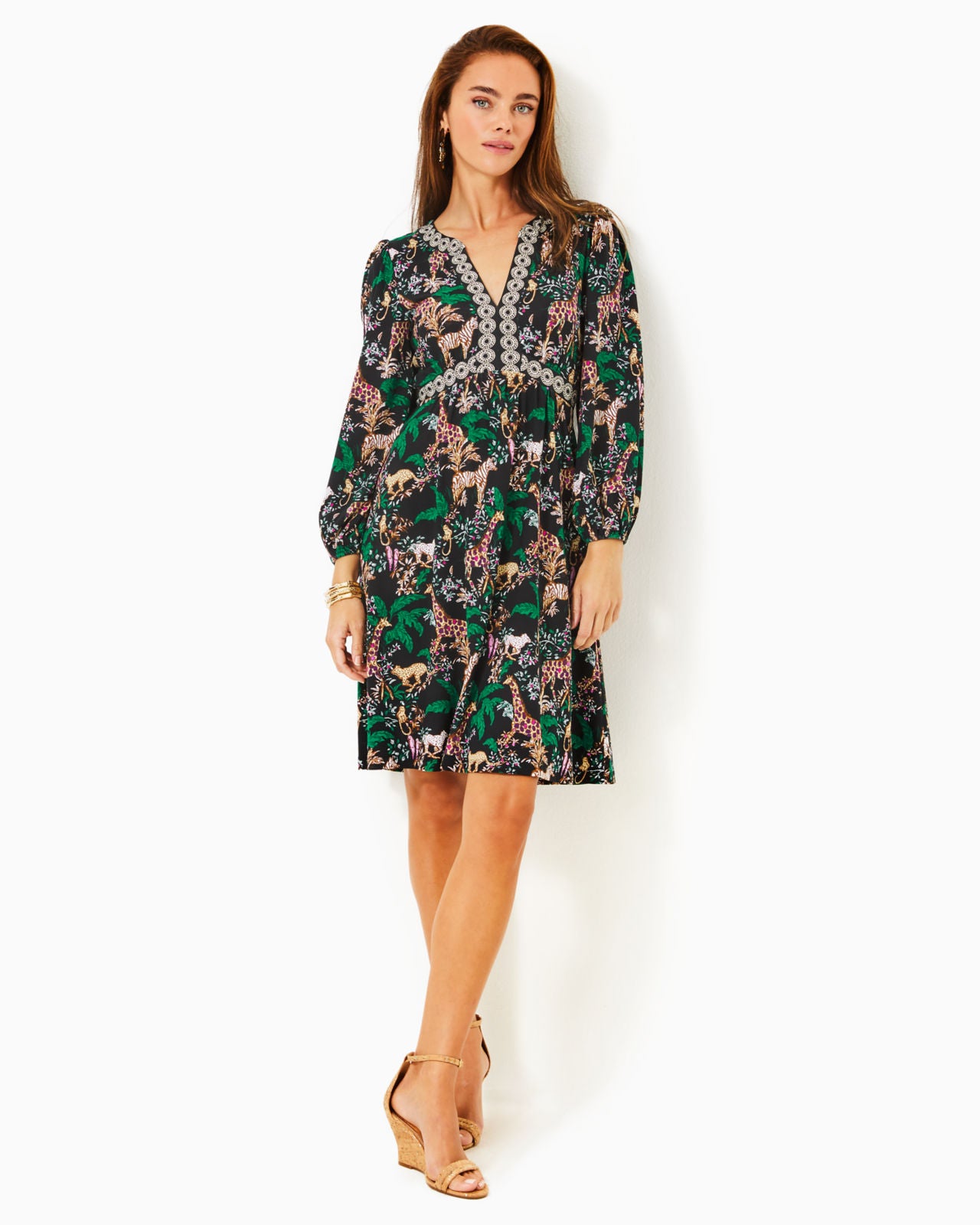 Wexlee 3/4 Sleeve Dress In Multi Dancing In The Moonlight Engineered