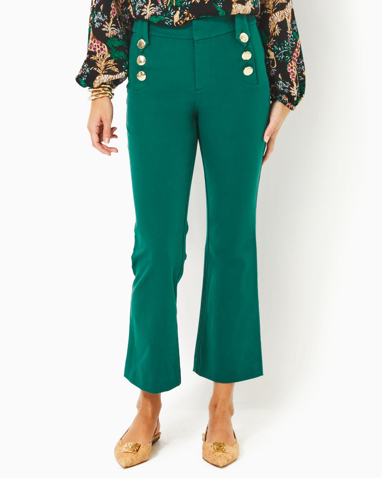 Parrish Bi-Stretch Crop Flare In Villa Green