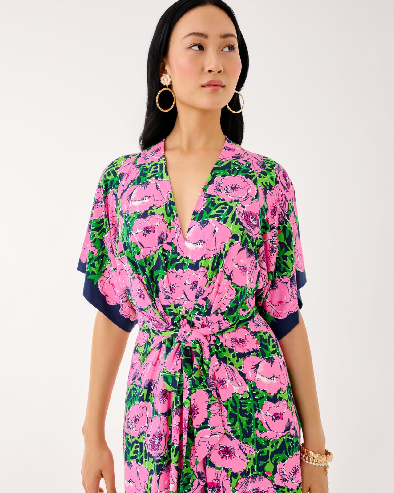 Wisteria Elbow Sleeve V-Neck Maxi Dress In Low Tide Navy Florrie