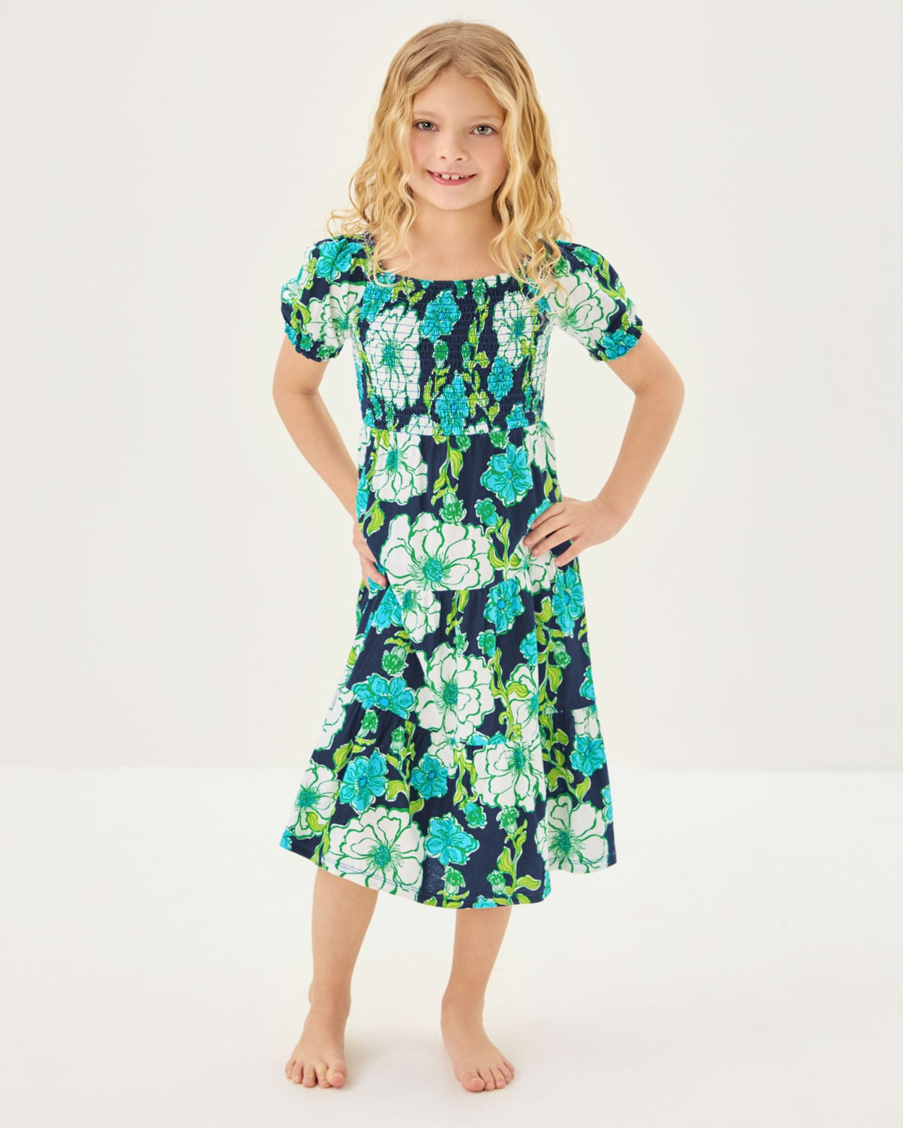 Mini Jilly Sleeved Midi Dress In Low Tide Navy Go Big