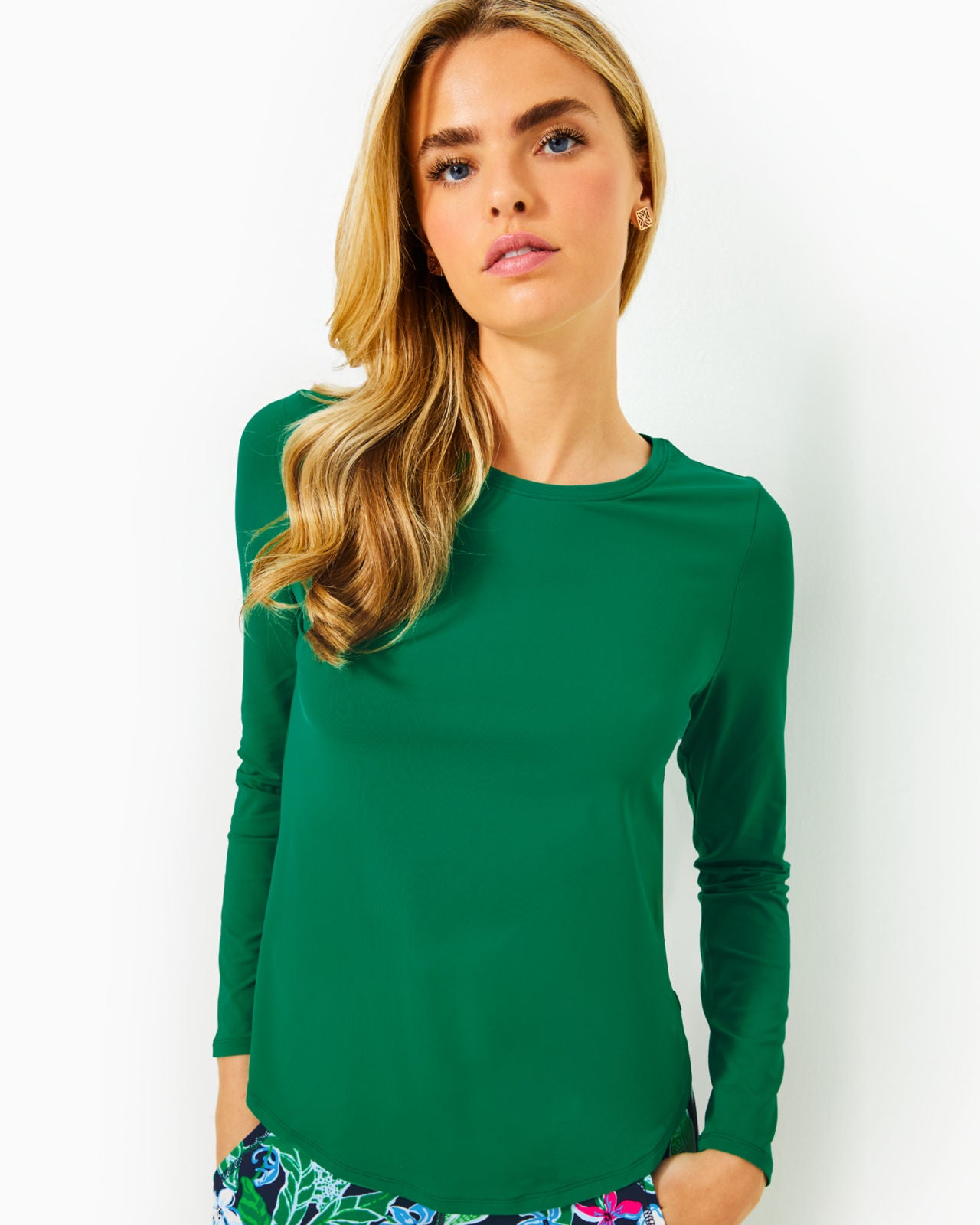 Westley Long Sleeve Active Tee In Fiddle Leaf Green