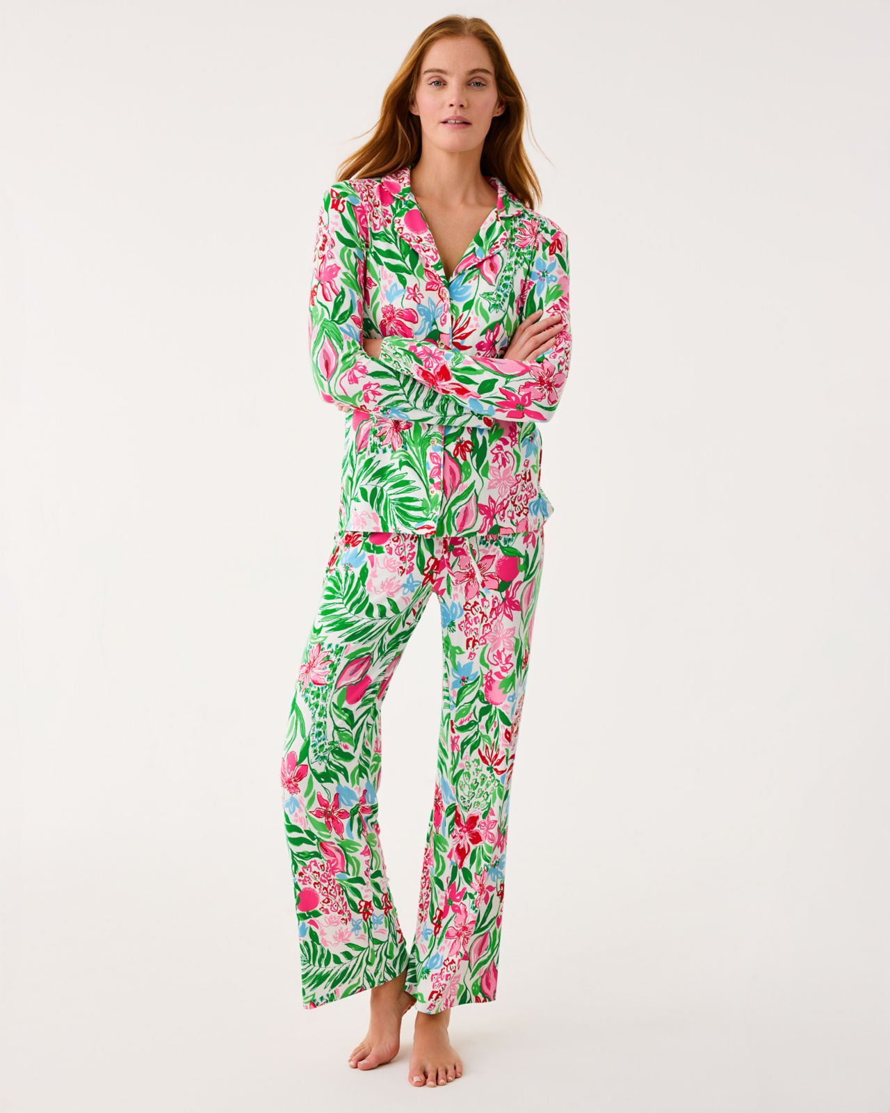 PJ Knit Pant In Multi Glowing Gardens
