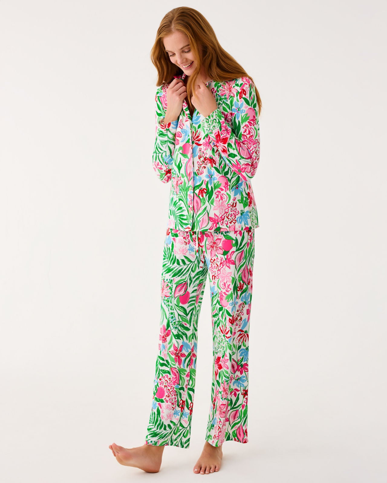 PJ Knit Pant In Multi Glowing Gardens