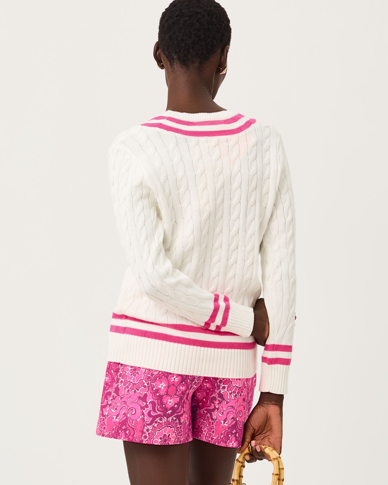 Brockton Sweater In Coconut X Pink Aster Tipping