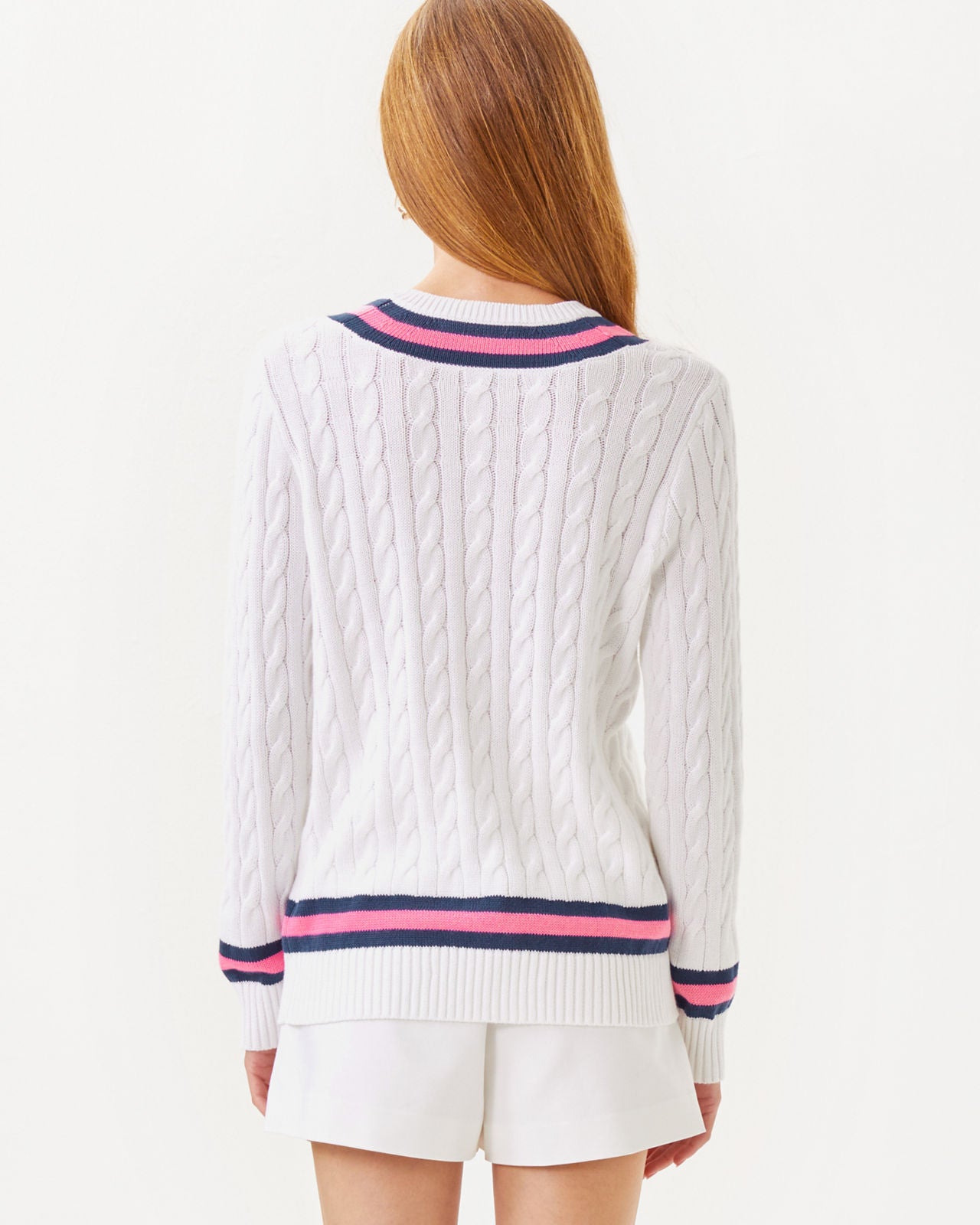 Brockton Sweater in Resort White X Rousseau Pink Tipping