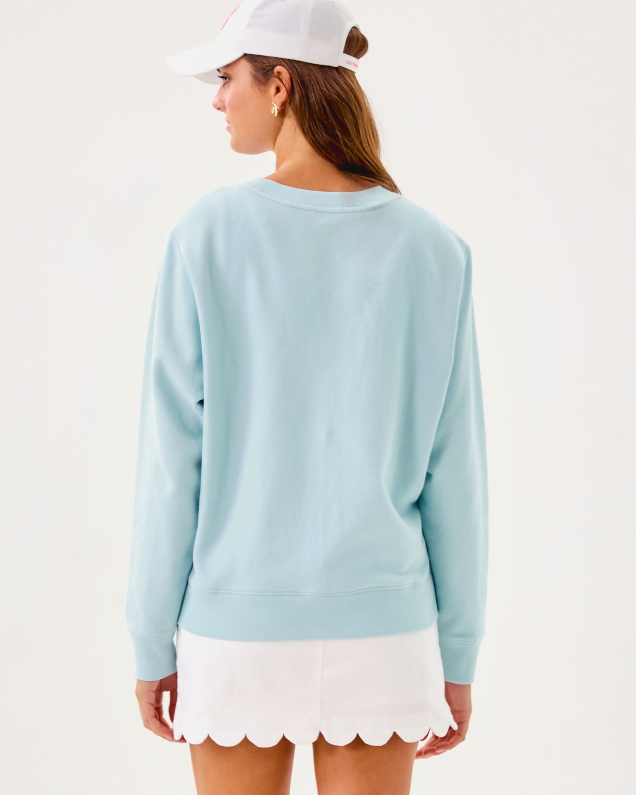 Ballad Long Sleeve Sweatshirt In Bluette Sun Sand Sea Embroidery