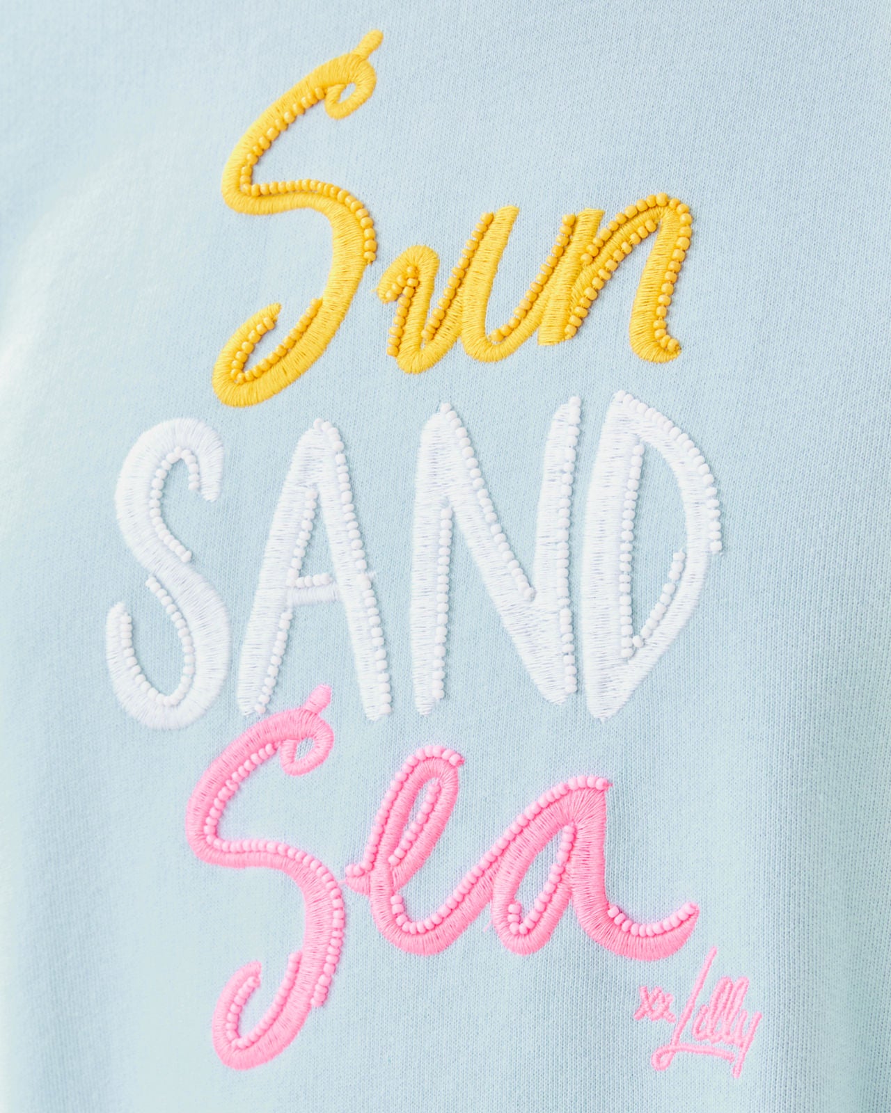 Ballad Long Sleeve Sweatshirt In Bluette Sun Sand Sea Embroidery